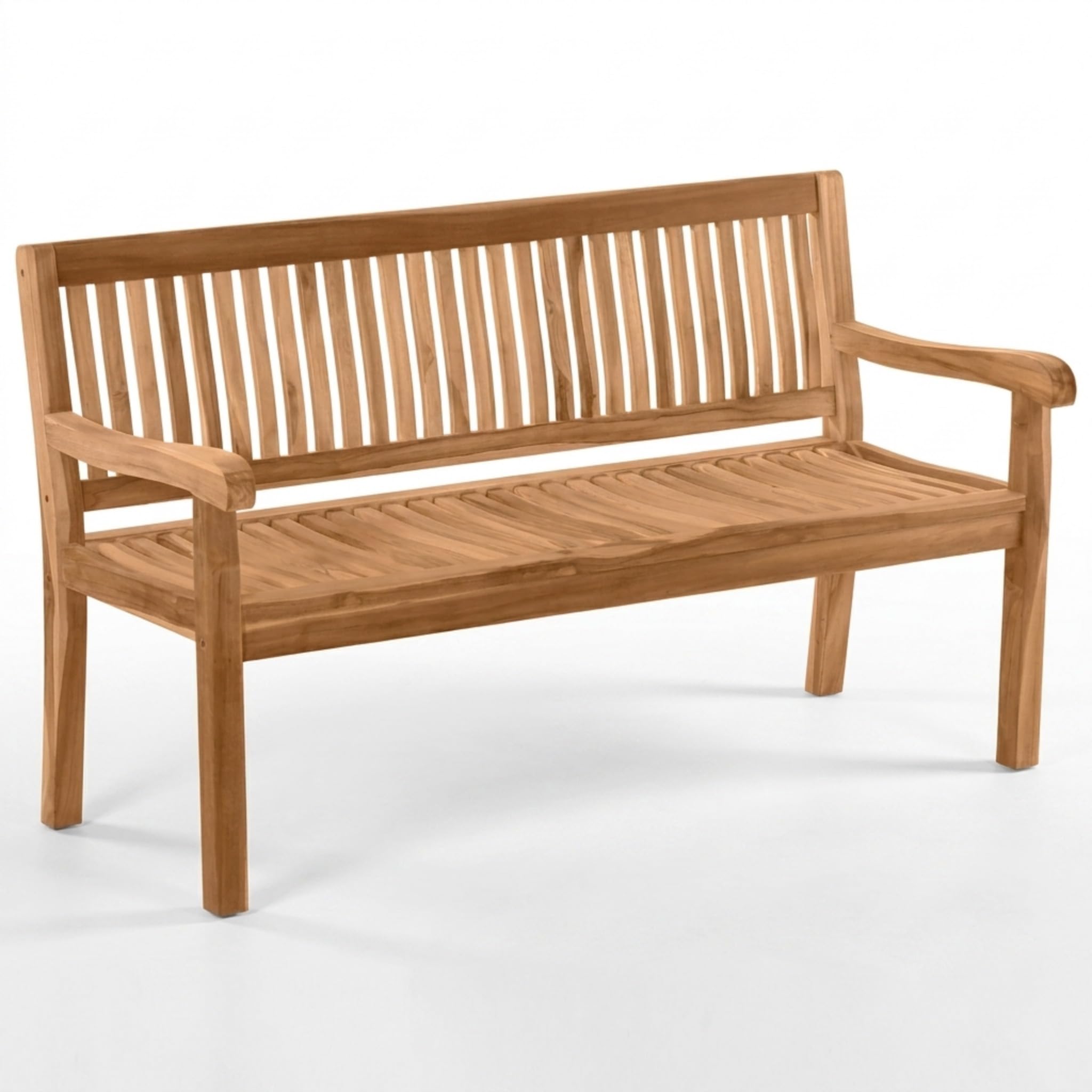 SAM Premium Gartenbank Kingsbury 3-Sitzer 150 cm, Gartenbank aus Teakholz massiv mit ergonomischer Sitzfläche und Armlehnen, wetterfeste Holzbank für Garten Terrasse Balkon, Sitzbank lackiert