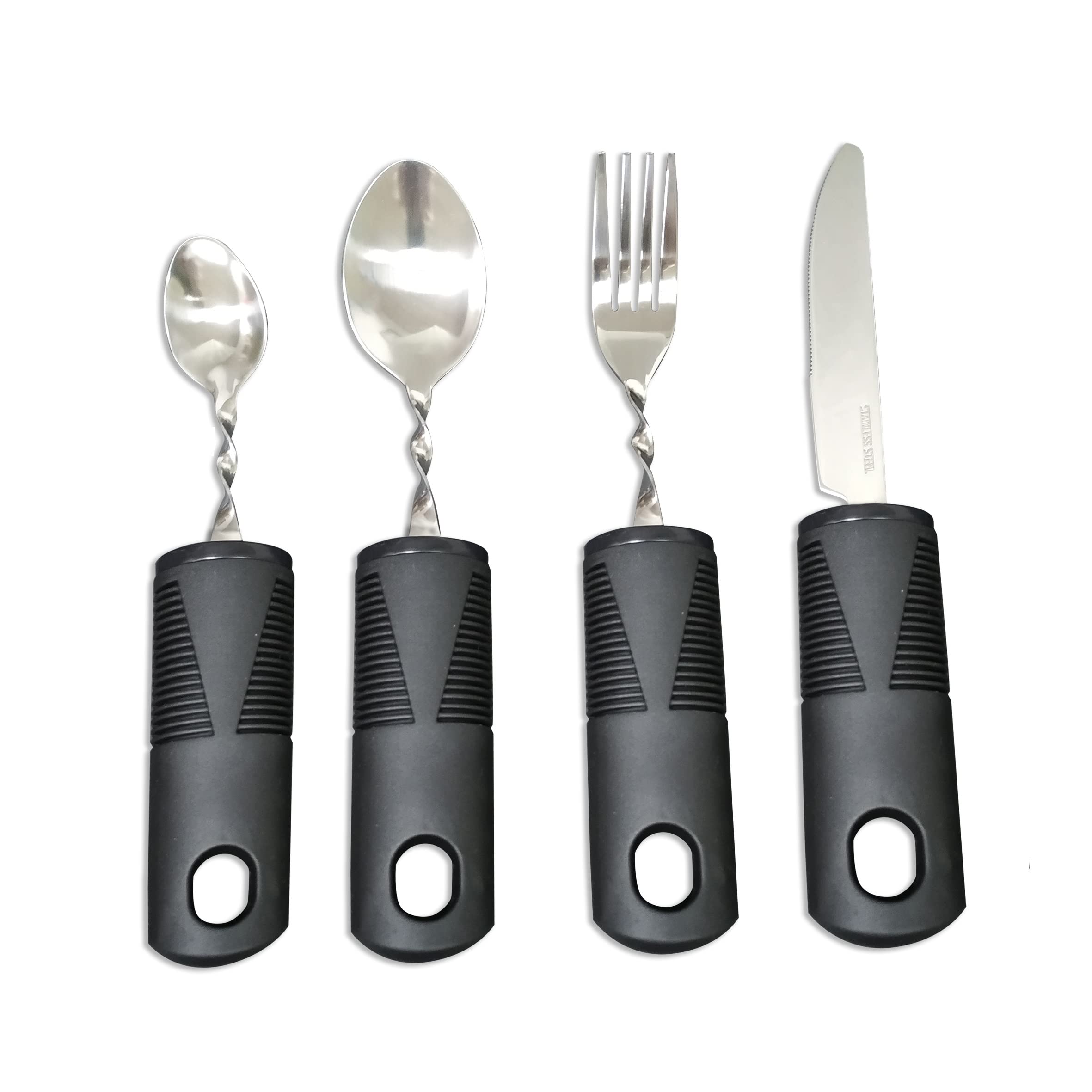 Ensemble de couverts pliables avec poignées extra larges et en main Aide à la salle à manger idéale pour les personnes âgées souffrant d'arthrite, de maladie de Parkinson et de tremblements