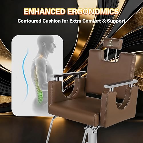 Miniatura 86 de Silla de peluquería resistente, silla reclinable giratoria de 360° para estilista, silla de peluquería hidráulica ajustable en altura con reposapiés