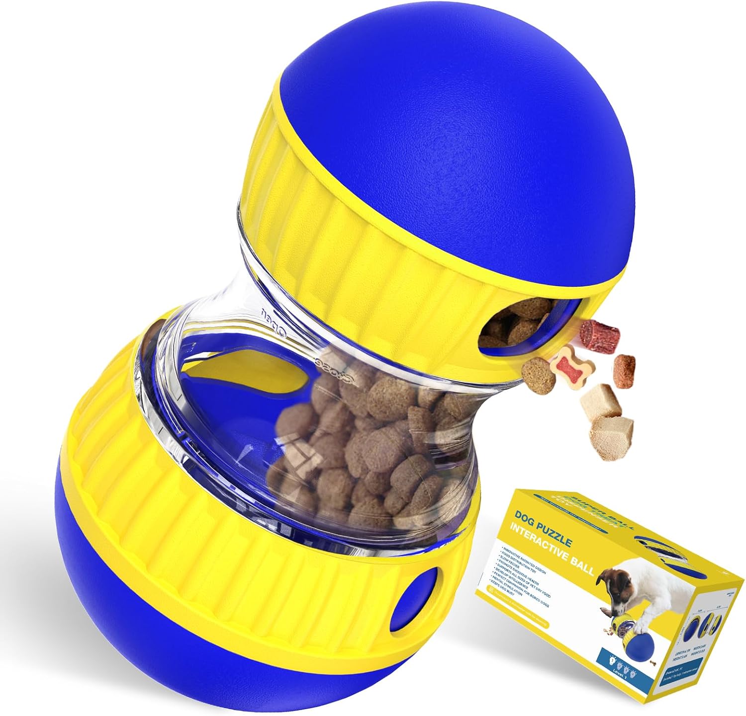 Dog Treat Dispensing Puzzle Toy Adjustable Food Dispenser Slow Feeder Puppy Enrichment Training Rolling Ball Pet Interactive Chase Toys for Small Medium Large Dogs to Keep Them Busy Dog Treat Dispensing Puzzle Toy Adjustable Food Dispenser Slow Feeder Puppy Enrichment Training Rolling Ball Pet Interactive Chase Toys for Small Medium Large Dogs to Keep Them Busy