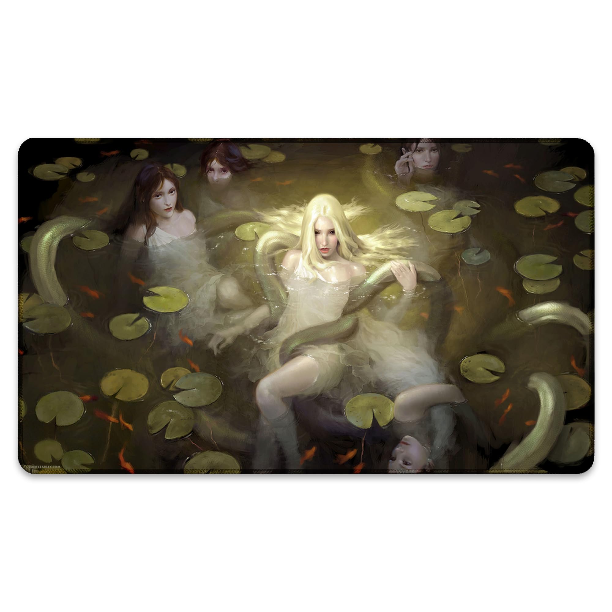 Naiads (Stitched) - MTG Playmat by Clint Cearley - Compatible with Magic the Gathering Playmat - Play MTG, YuGiOh, TCG - Original Play Mat Art Designs & Accessories