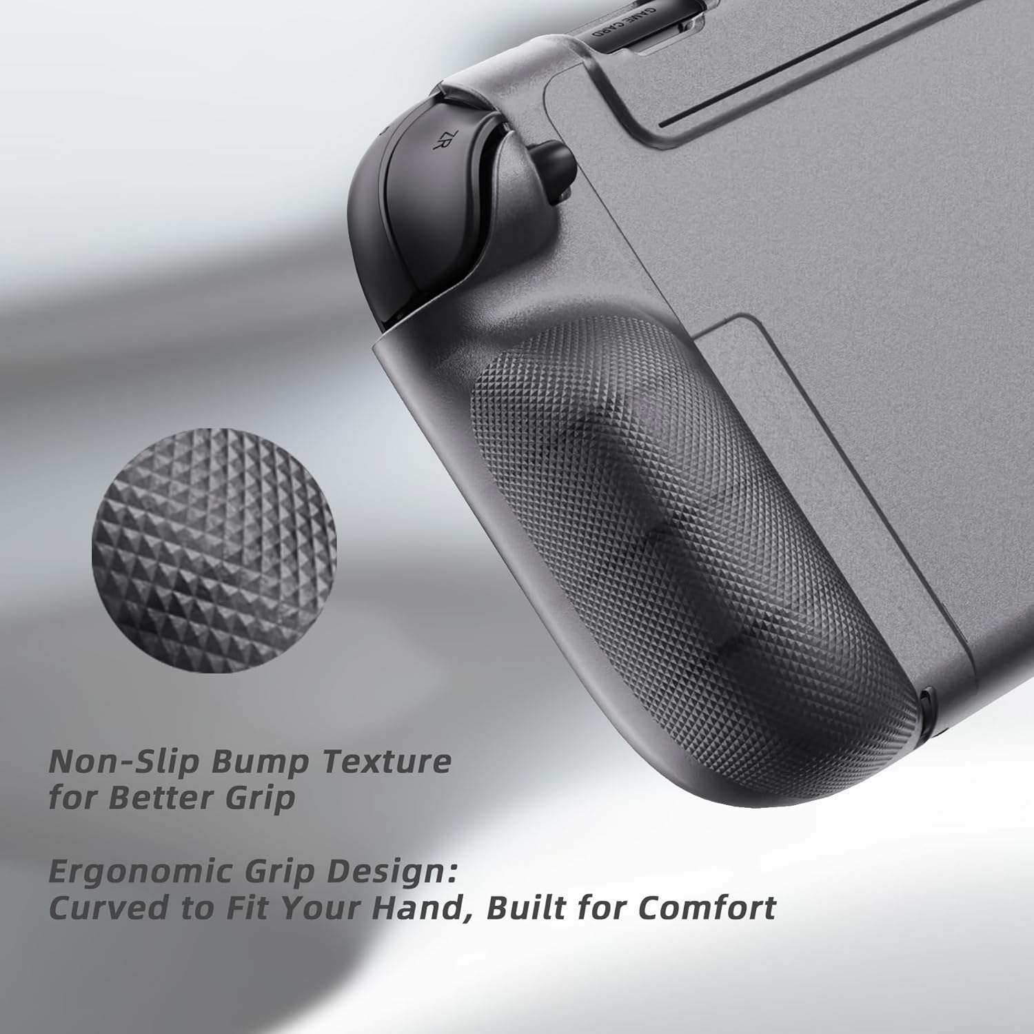 PlayVital Pure Grip Case for Nintendo Switch 2 – Shockproof TPU Cover Ergonomic Anti-Slip Grips Design & Thumbstick Caps - Clear Black - Image 7