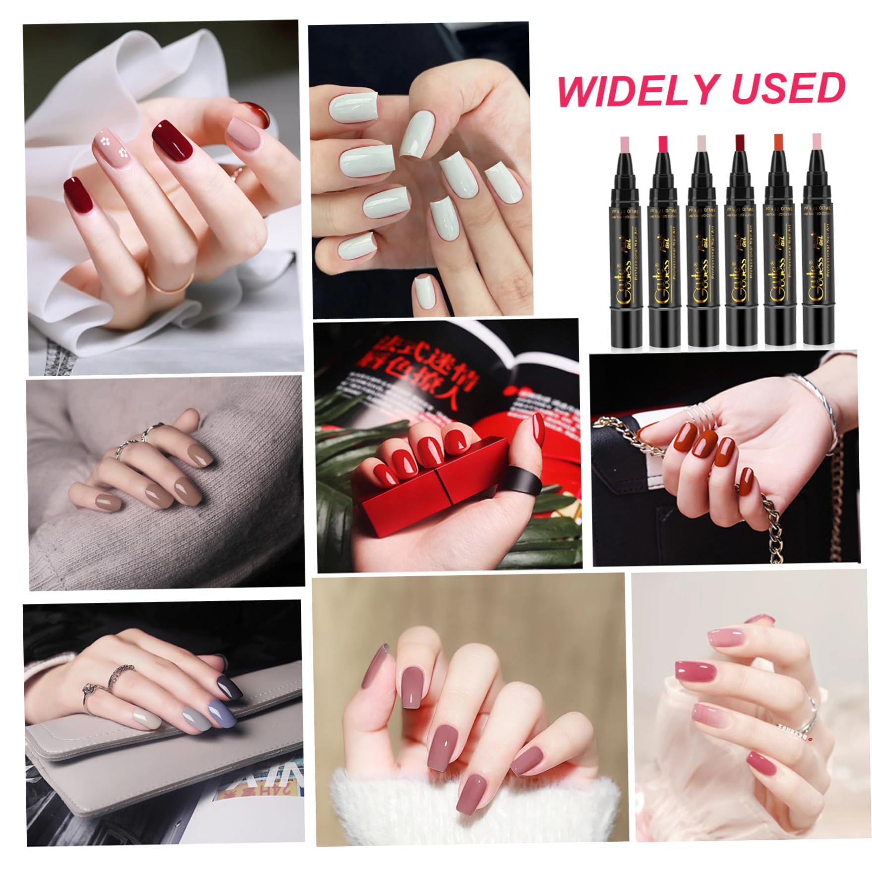 Penne per smalto da 6 pezzi Penne per unghie in gel portatili 3 in 1 ad asciugatura rapida Smalto facile da applicare per manicure domestico e professionale, Decorazione del giardino