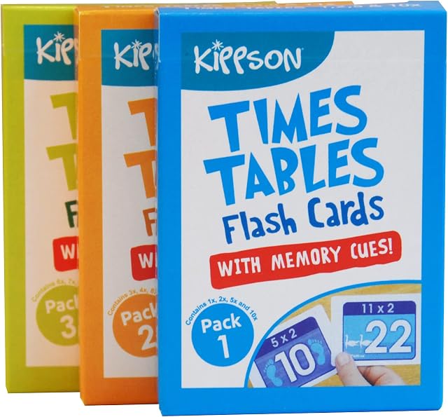 Kippson Times Tables Flash Cards with Memory Cues