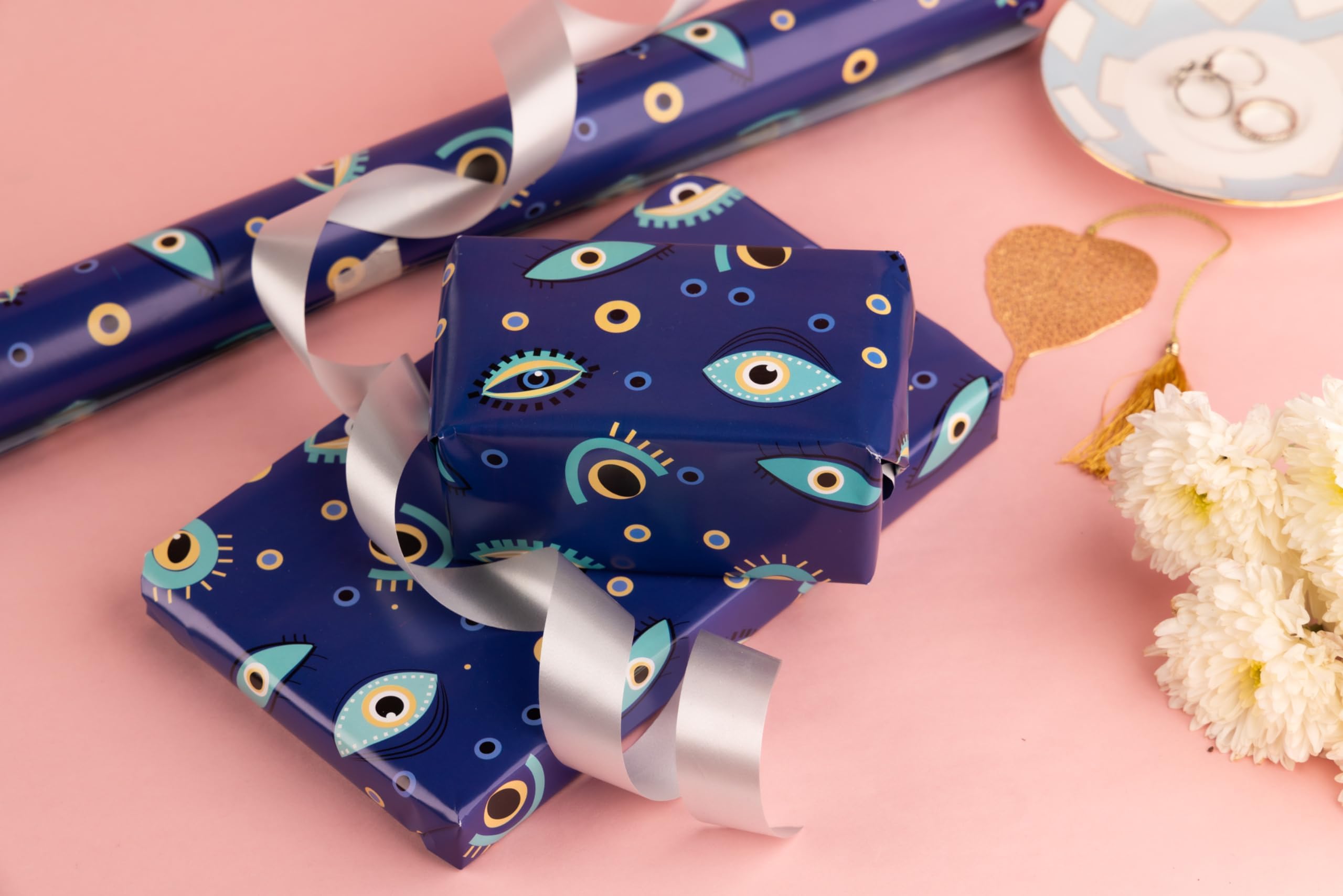 Be Stories The Evil Eye Colorful Design Wrapping/Laminated Art Paper Sheet 100 Gsm For Gift Packing For All Occasions Like Birthday, Diwali, Chirtsmas, 28 Inches X 20 Inches Of 5-Sheets,Purple-image-27