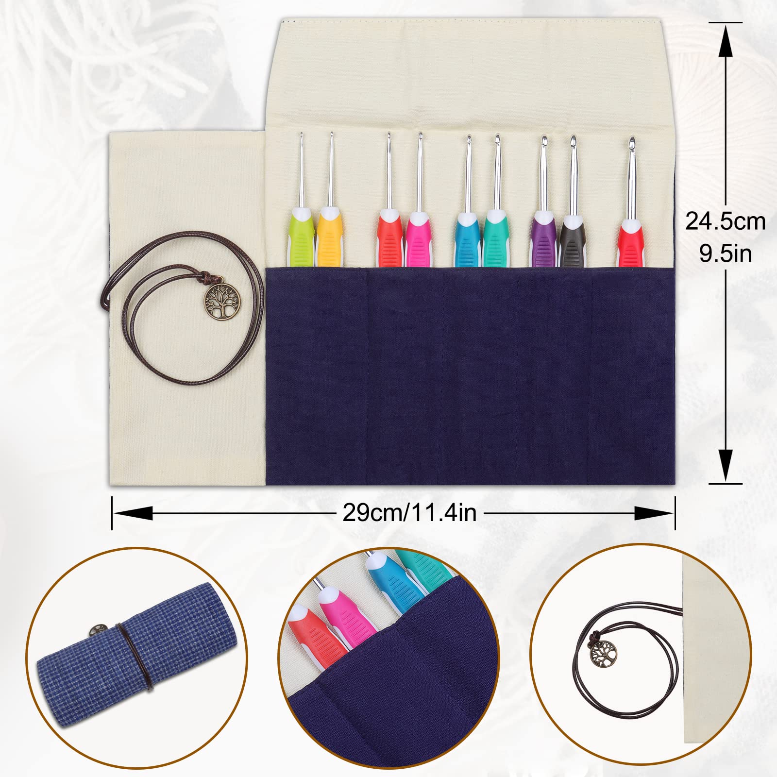 Aeelike 59 stuks haaknaaldenset roze kat haakset voor beginners, kleurrijke haaknaalden met zachte grip voor haakgaren en wol, 0,6 mm - 6,0 mm, ergonomische haaknaaldenset met haaktas, accessoires