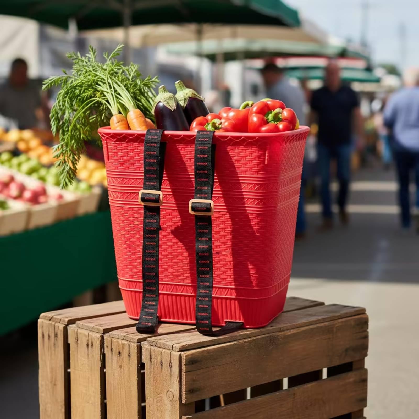Cestino in Plastica Rigido Cestino Capiente Cesto da Schiena con per Giardinieri, Raccolta, Rosso, 46cm