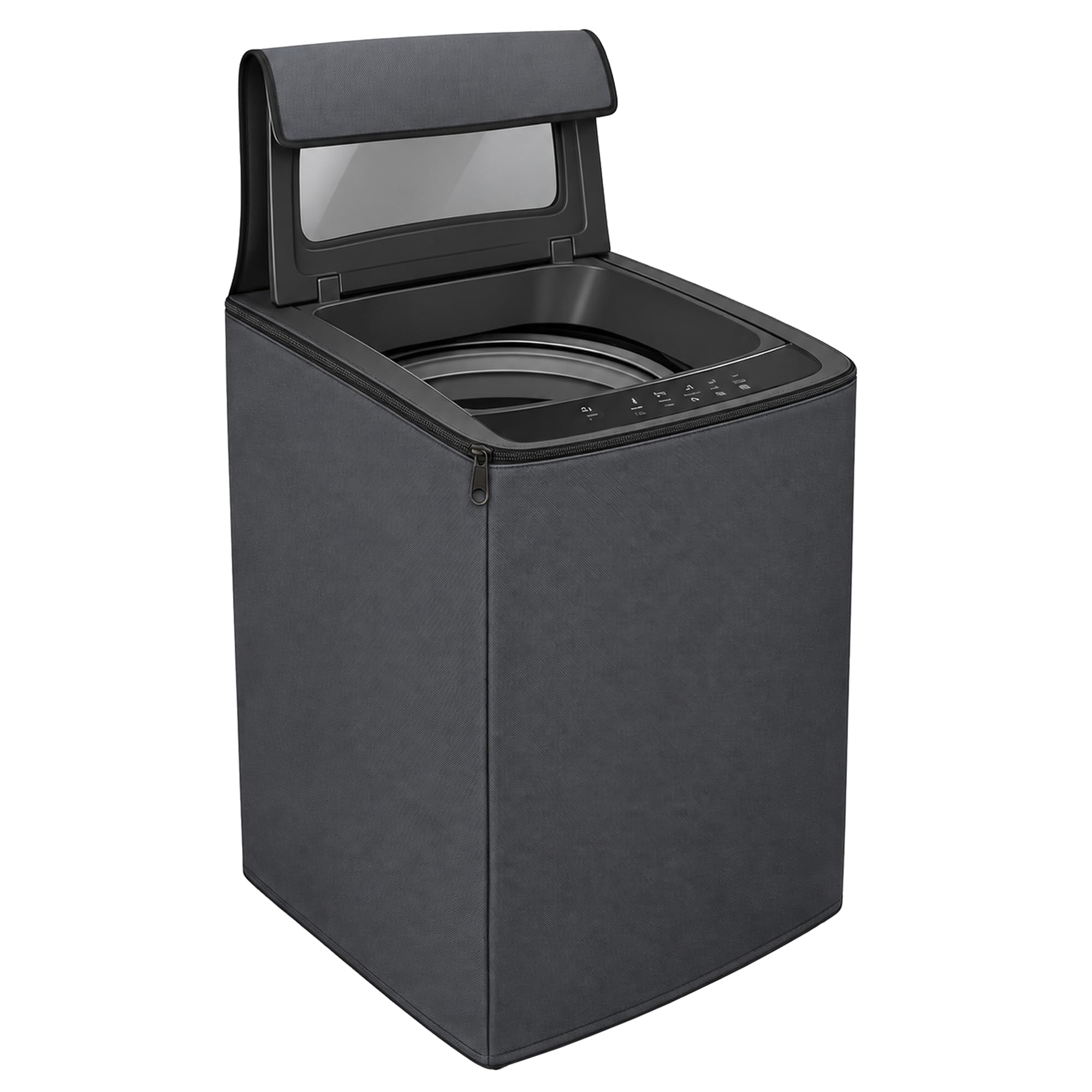 DALUCI Top Load Fully Automatic Washing Machine Cover for 6 kg, 6.5 kg, 7kg & 7.5 kg | Waterproof & Dustproof Polyester Fabric with Zipper | Protective Cover for Washing Machine (Grey, 59X59X86 CM)