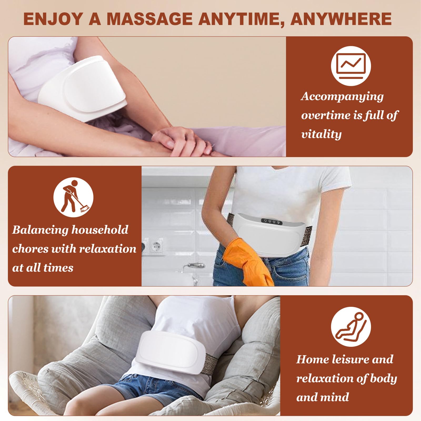 Kabelloses Bauchmassagegerät mit Rotlicht & Vibration,Bauchmassage mit Wärme,Elektrischer Bauchmassagegerät 2 Geschwindigkeiten,Taillenmassagegerät Eine für Beine und Nacken Muskelentspannung