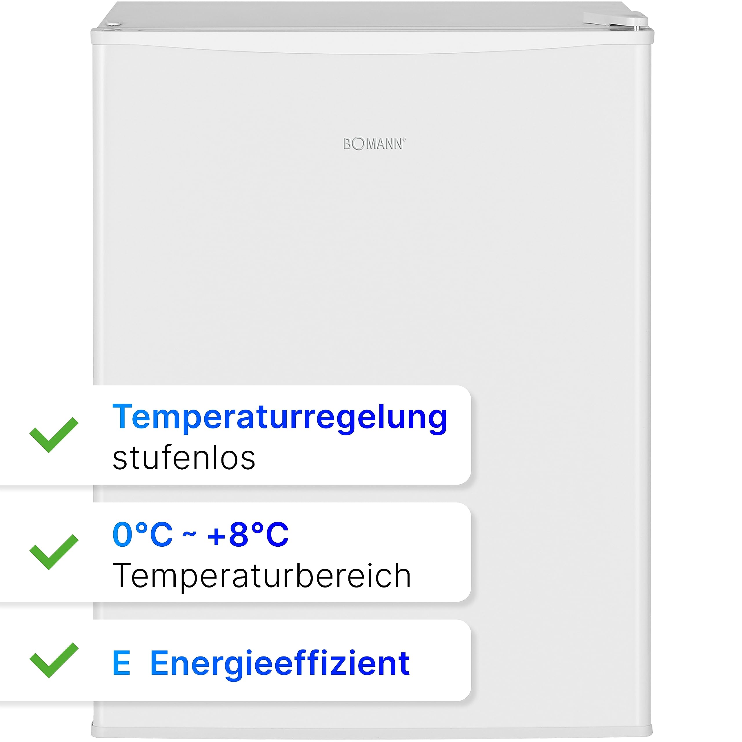 Bomann KB 7347 Mini Kühlschrank 58 Liter weiß mit 2 Glasablagen Temperaturregelung