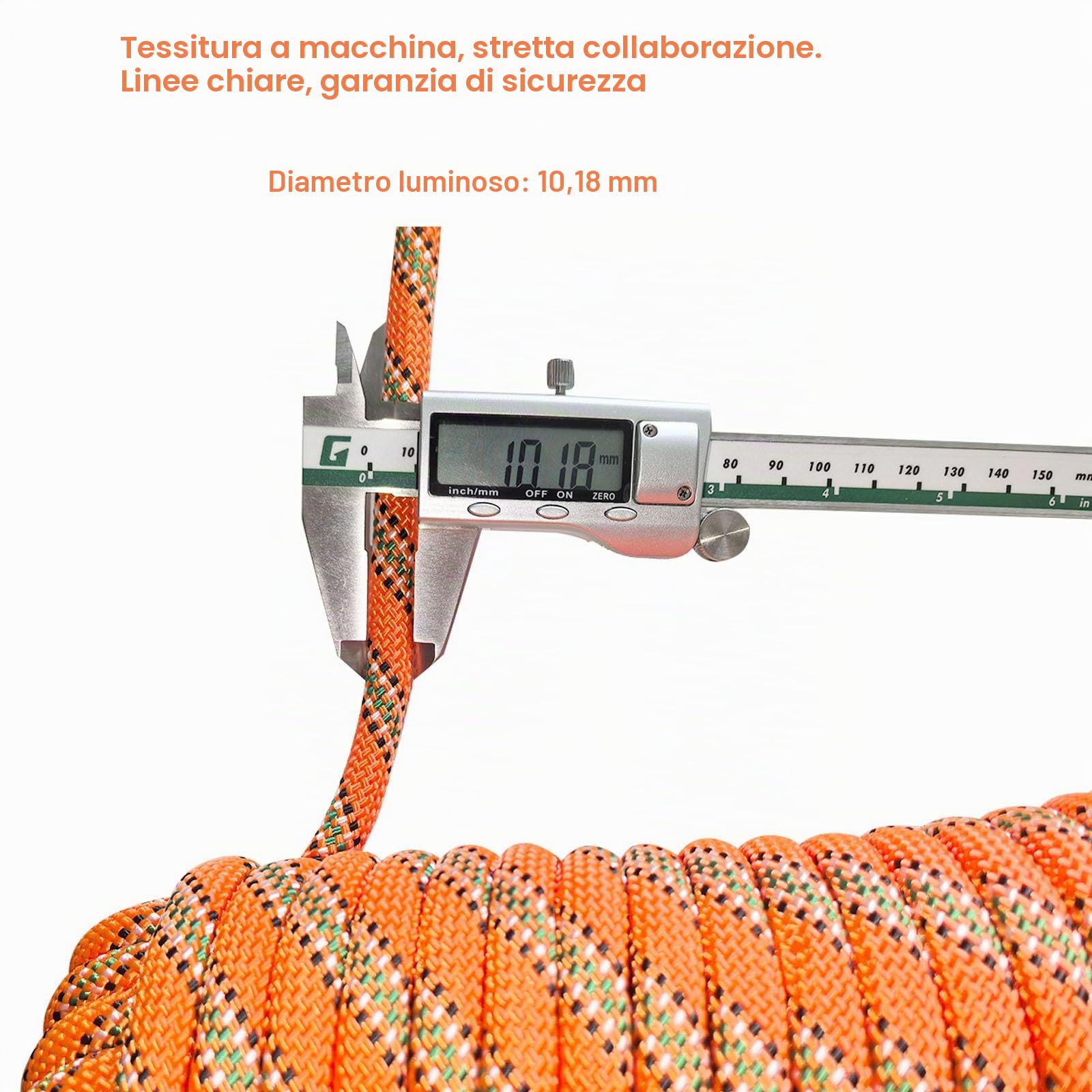 10mm Corda da Arrampicata 70m Corda per Arrampicata Statica Sicurezza con 2 Moschettone ad Alta Resistenza Carico di Rottura: 1500kg per Alpinismo Fuga Strumenti Salvavita