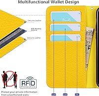 Vista 73 de iCoverCase Funda tipo cartera compatible con iPhone 13 Pro Max con ranuras para tarjetas, funda magnética de piel auténtica con bloqueo RFID, Naranja
