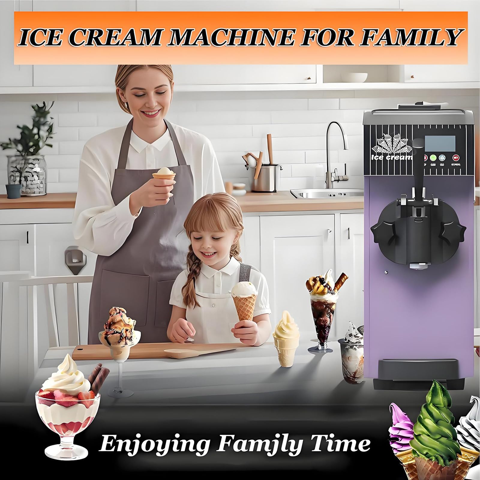Gelatiera morbida, capacità 2,5 l, ideale per uso domestico e commerciale, perfetta per ristoranti e snack bar