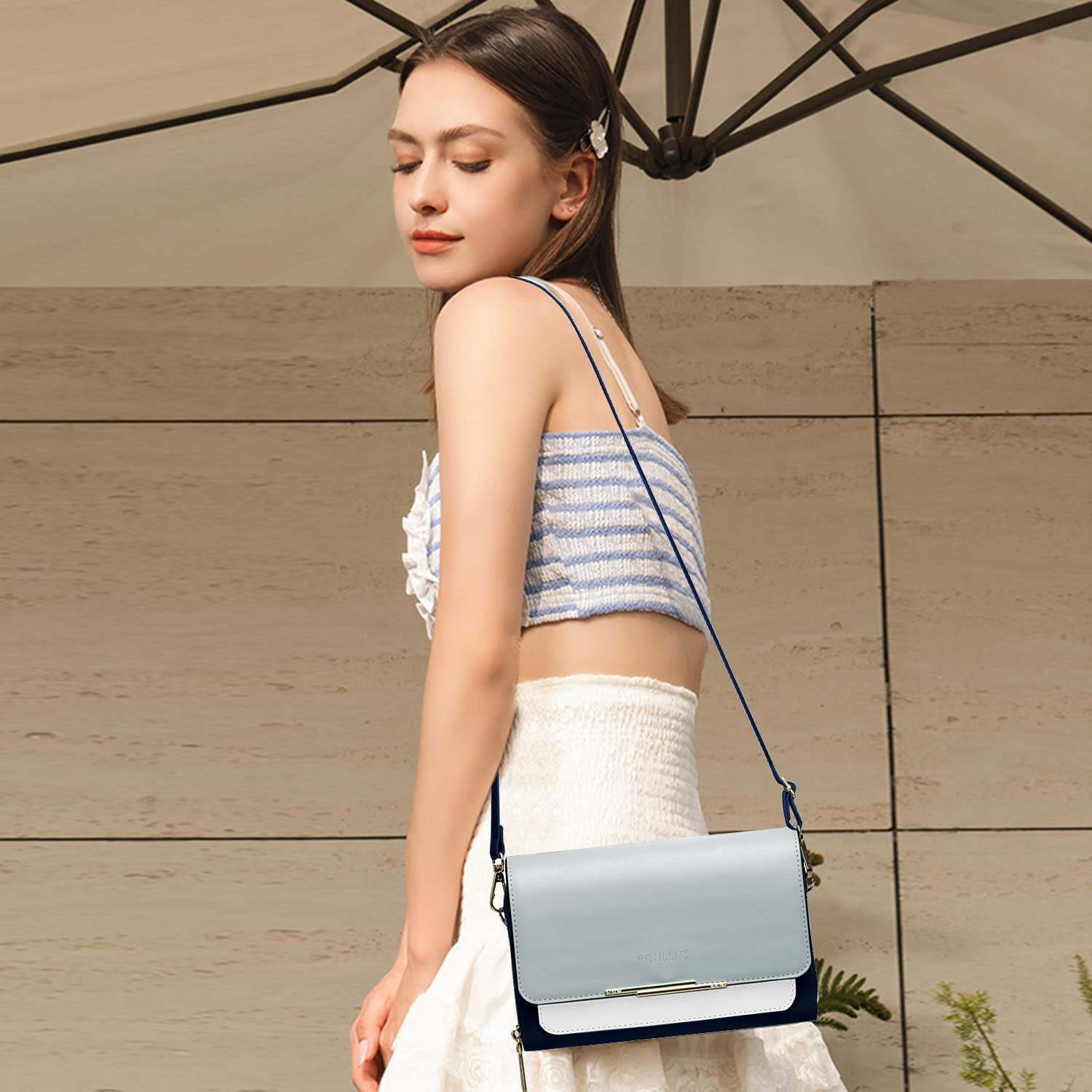 Roulens Borse a Tracolla da Donna,Piccola Borsa per Telefono a Tracolla per Donna con 2 Scomparti Capienti,Borsa Mano PU Pelle Sintetica con Slot per Carte di Credito Cinturino