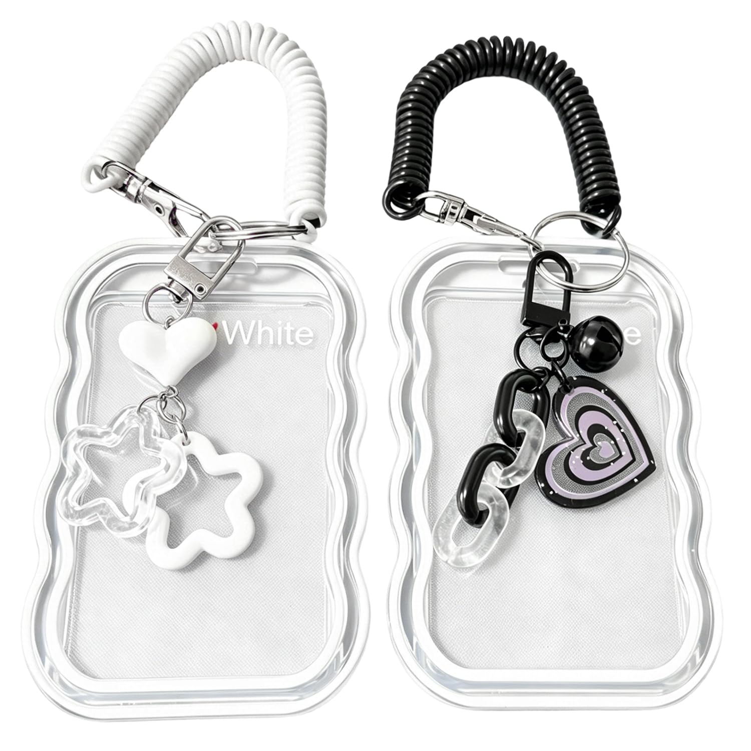 Set of 2 Photocard Holder Keychain Set, ID Card Holder, ID Card Holder, Photo Card Holder with Spring Rope, Ideal for Outdoor ID, Student ID Cards and Collector's Cards