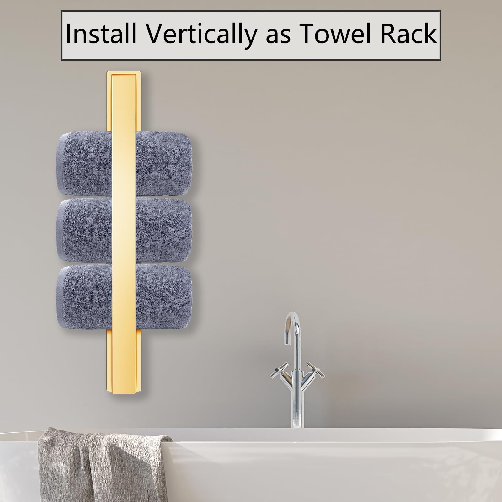 Portasciugamani da bagno in acciaio inossidabile impermeabile antiruggine 40 cm oro