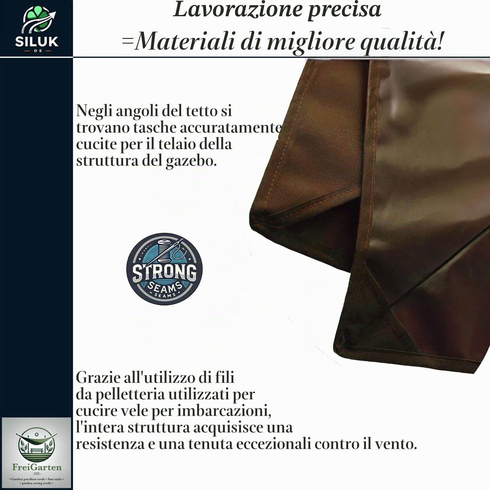 Tetto di ricambio per gazebo barbecue 2,4[m] x 1,5[m] sabbia antico gazebo impermeabile Materiale: PVC Panama Soft 370 g/m² extra forte modello 11 (marrone)