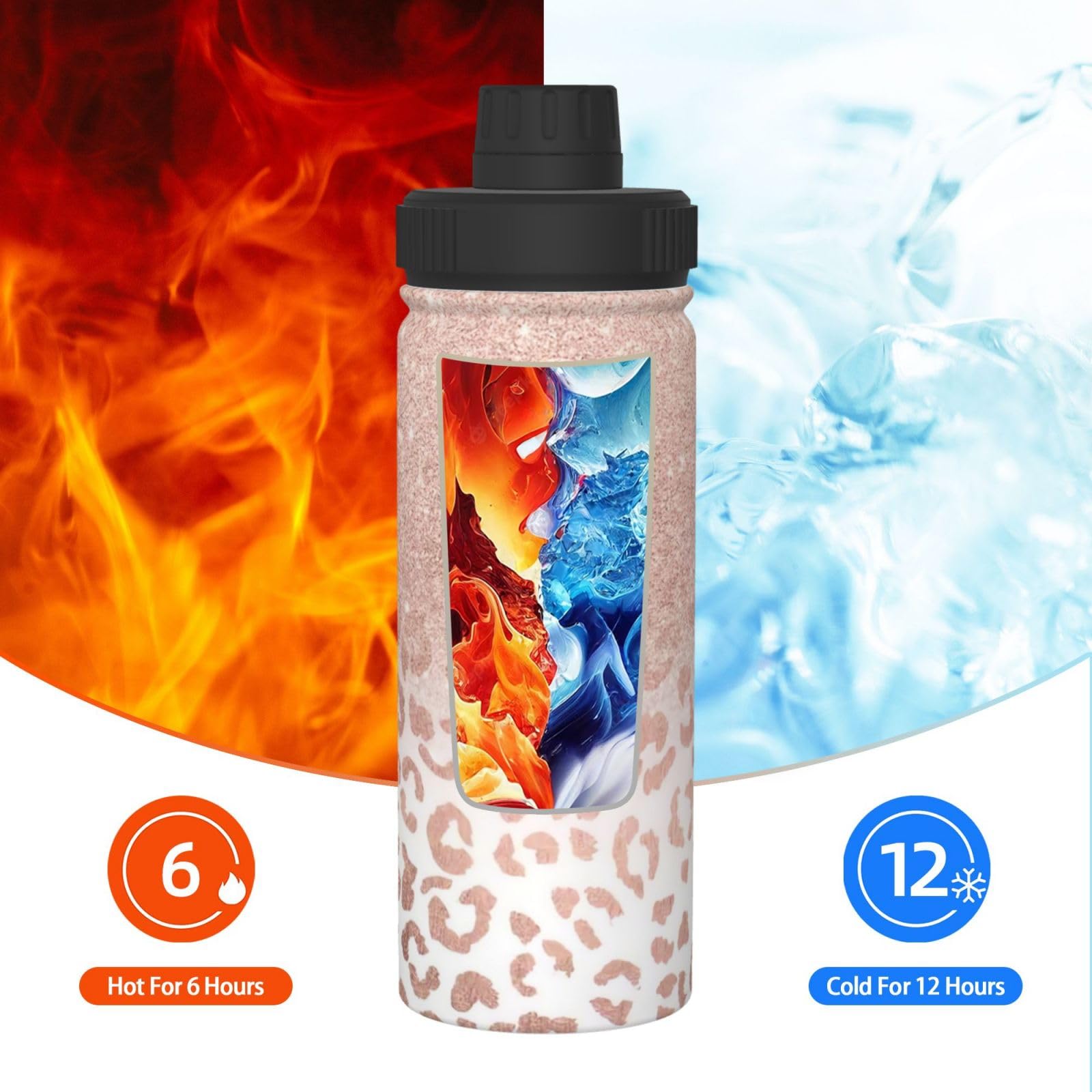 Trinkflasche aus Edelstahl, doppelwandig, isoliert, für Camping, Wandern, Roségold