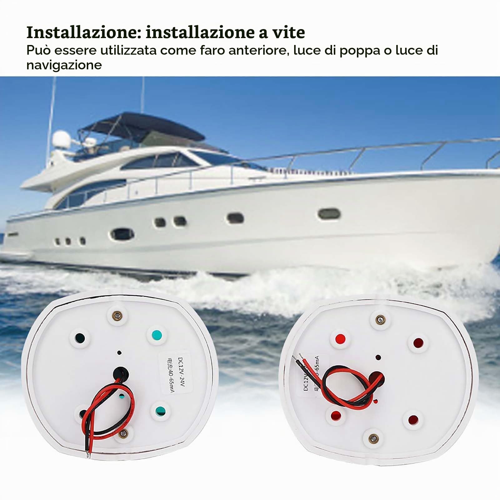 Coppia di lampade di segnalazione sferiche LED rossi verdi luci di navigazione per barche impermeabili DC12V-24V 3W luci di segnalazione di navigazione per yacht marino
