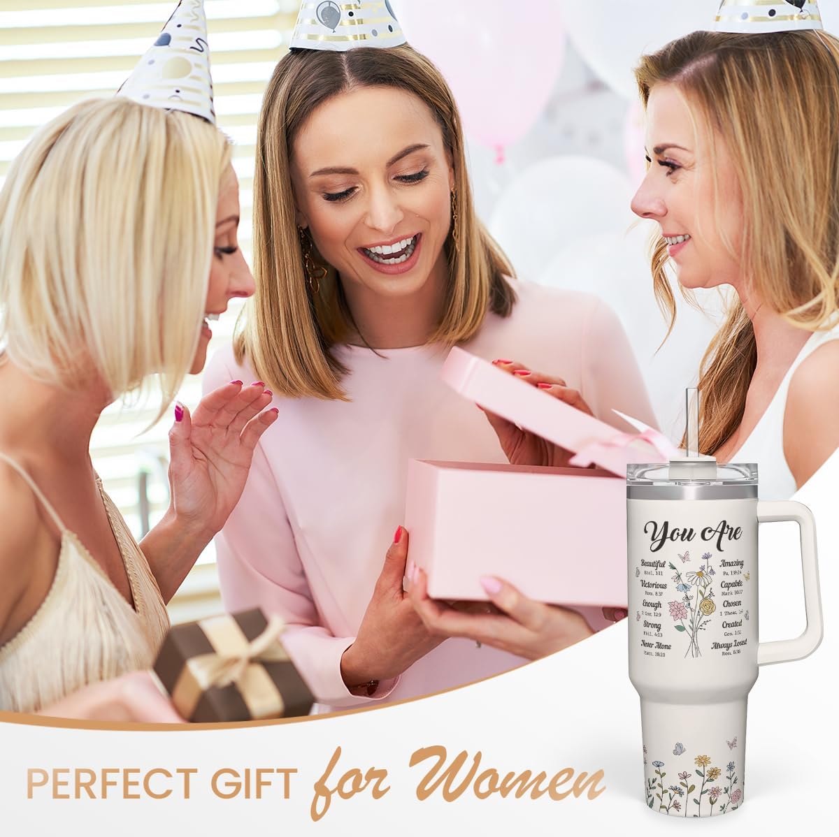 SANDJEST Christian Gifts for Women, Inspiration Gifts Tumbler 40oz Stainless Steel Insulated with Handle and Straw - Mother's Day Birthday Religious Gifts for Mom, Friend, Sister, Grandma - Image 7