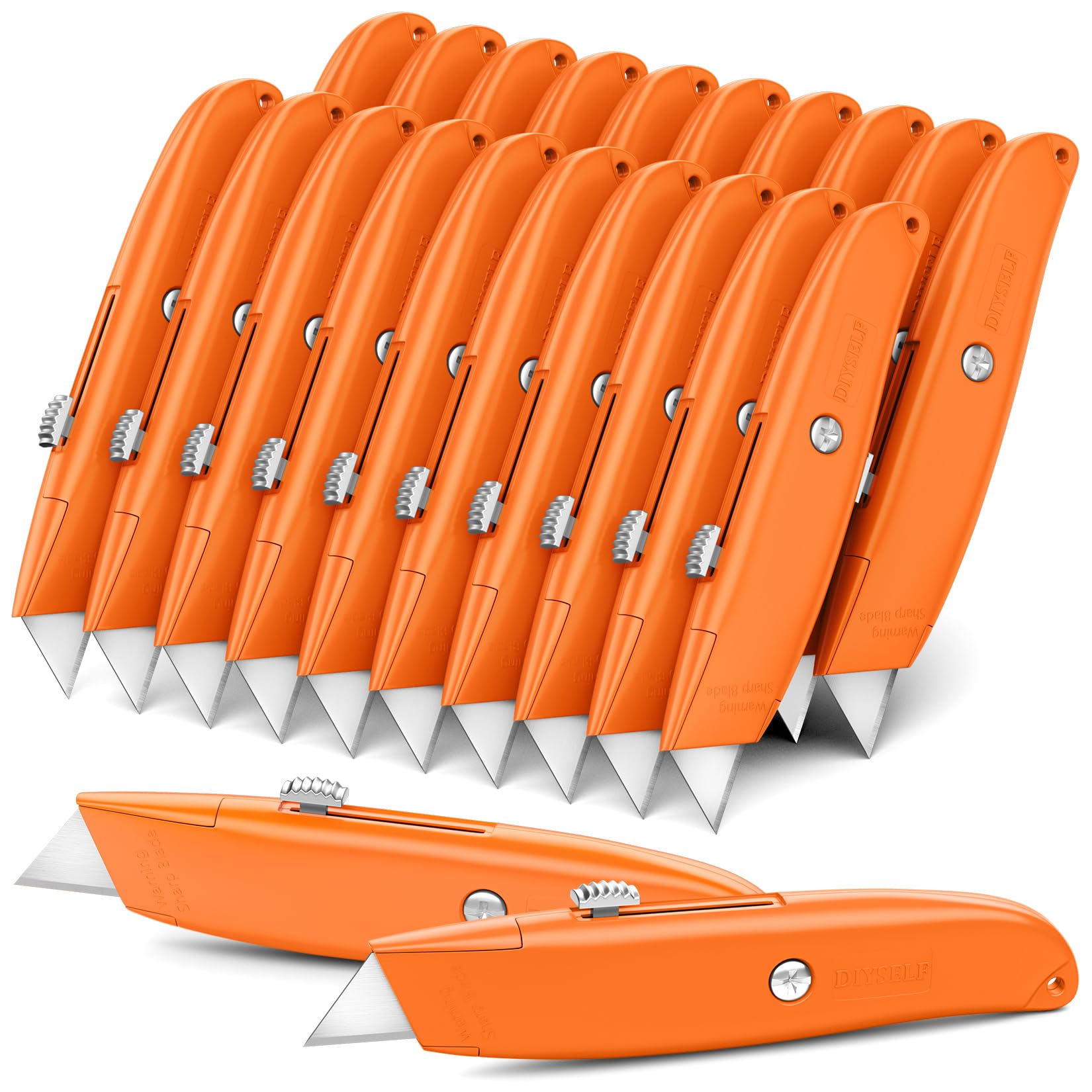 DIYSELF 20 Pack Razor Utility Knives, Durable Retractable Box Cutters