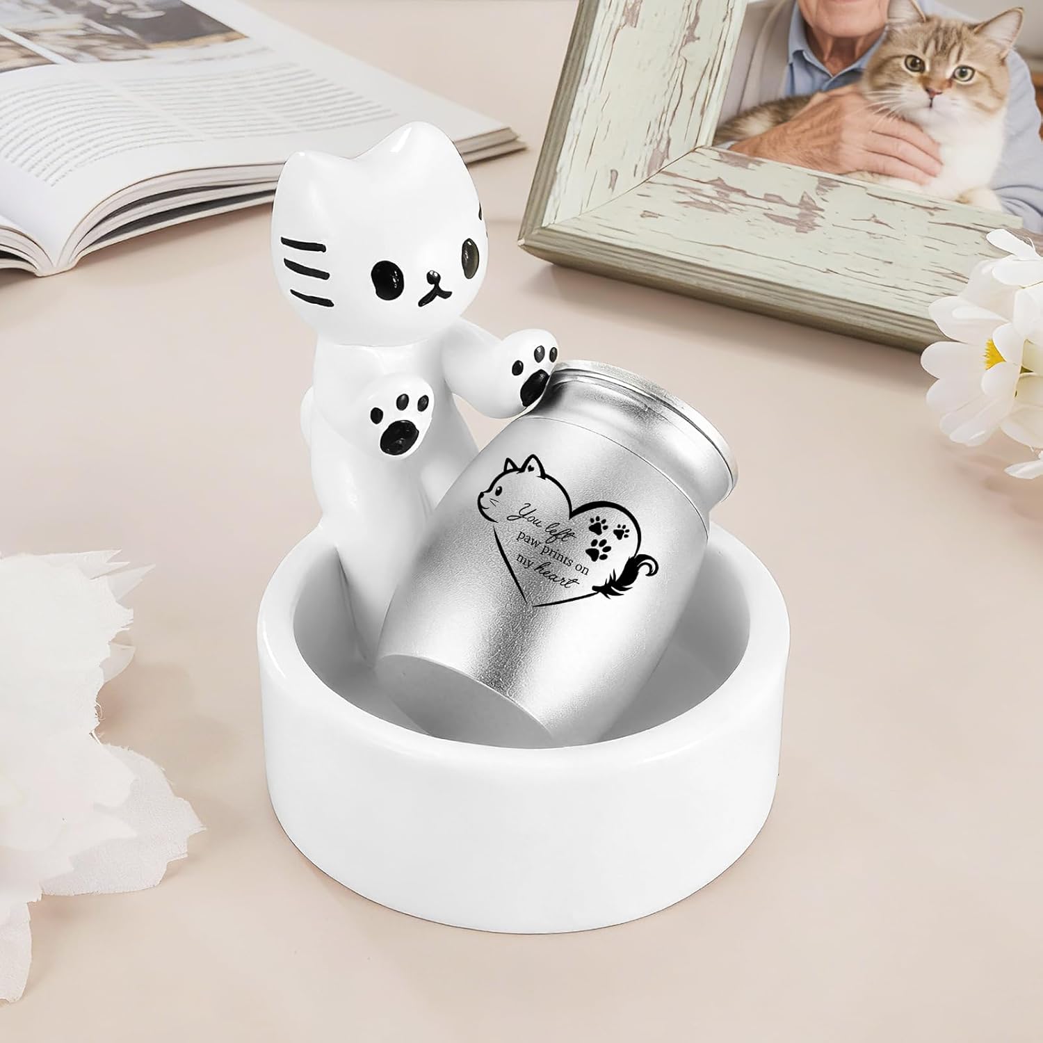 abooxiu Customized Small Urn for Pet Ashes 1.57 Inch Mini Urns for Ashes Cremation Keepsake Urns Aluminum Memorial Pet Urn for Cats Memorial Gifts for Loss of Cats Kitten Holder Cat Urn