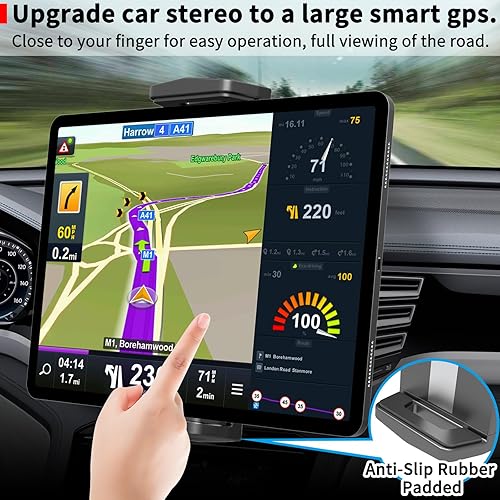 Miniatura 8 de APPS2Car Soporte universal para coche 2 en 1 Ranura de CD Tablet Soporte de coche para tableta de 4.7-12.9 pulgadas, soporte de teléfono celular