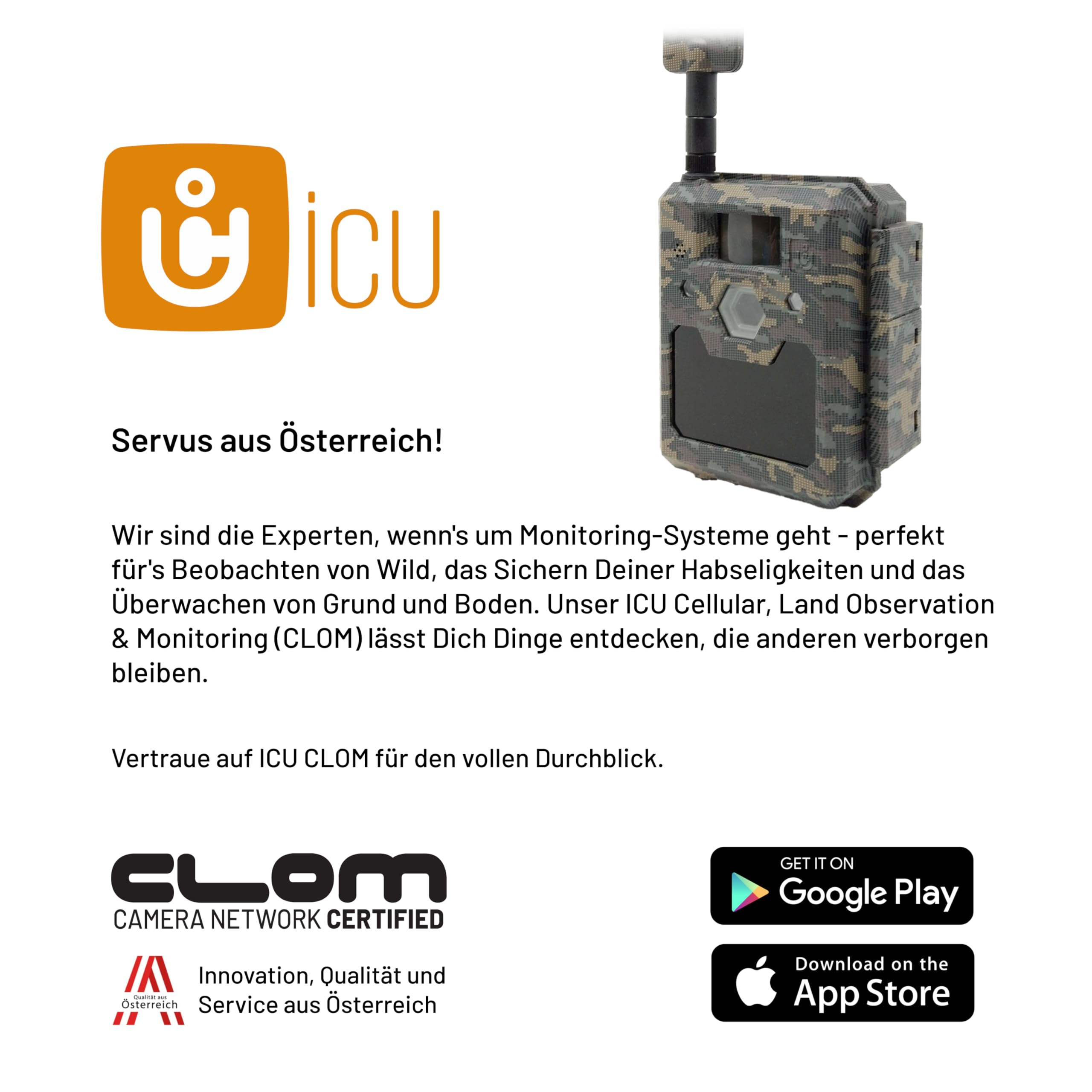 icuserver ICU CLOM Cam 6 - ICU Wildkamera 4G mit Full HD Bildern und Videoqualität, Nachtsicht, Bewegungssensor und Handyübertragung, inklusive 16GB SD-Karte mit Bewegungsmelder und App