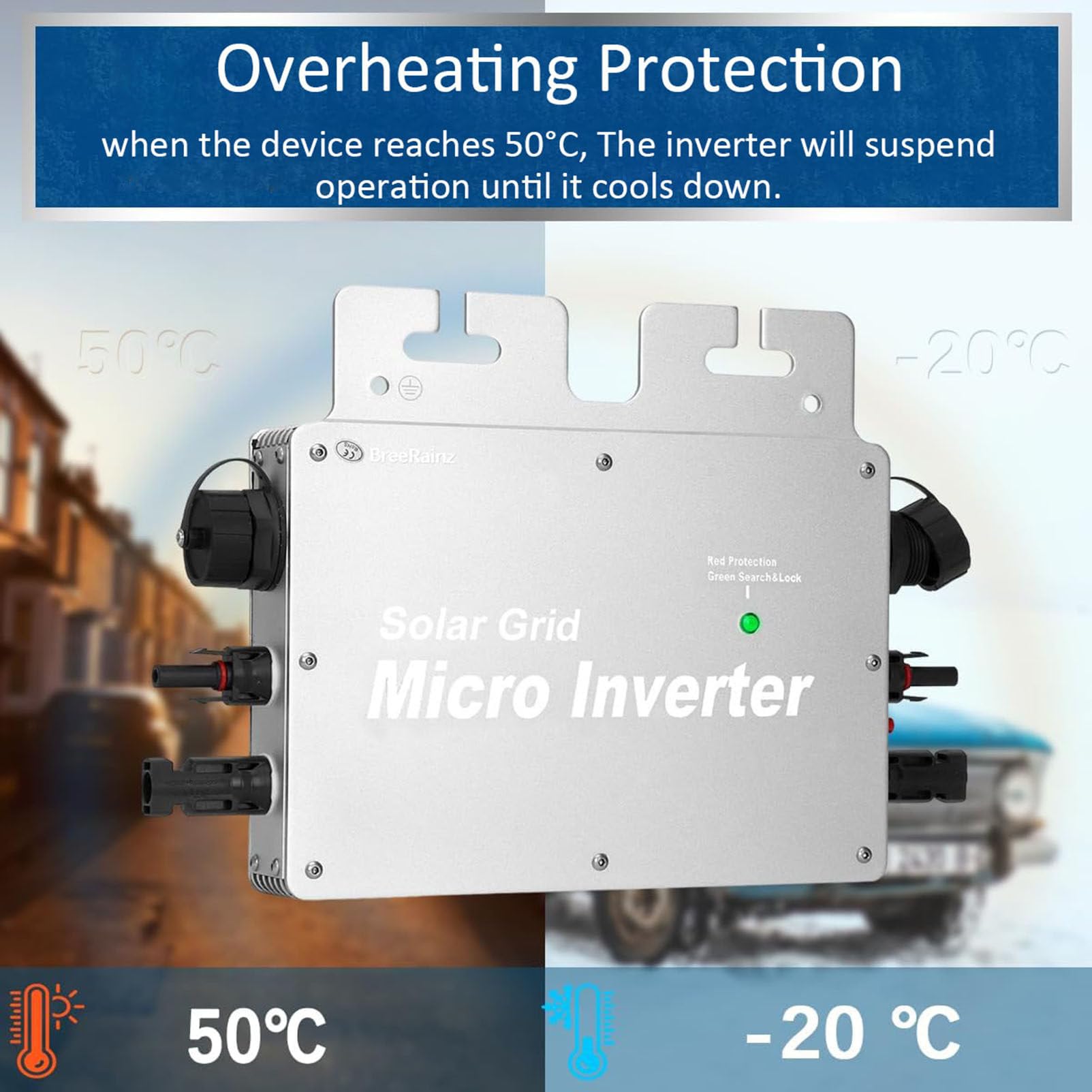 Wechselrichter Solar Grid Tie Inverter 1200W MPPT Grid Tie Micro Wechselrichter PV Wechselrichter Balkonkraftwerk mit WiFi-App-Überwachung