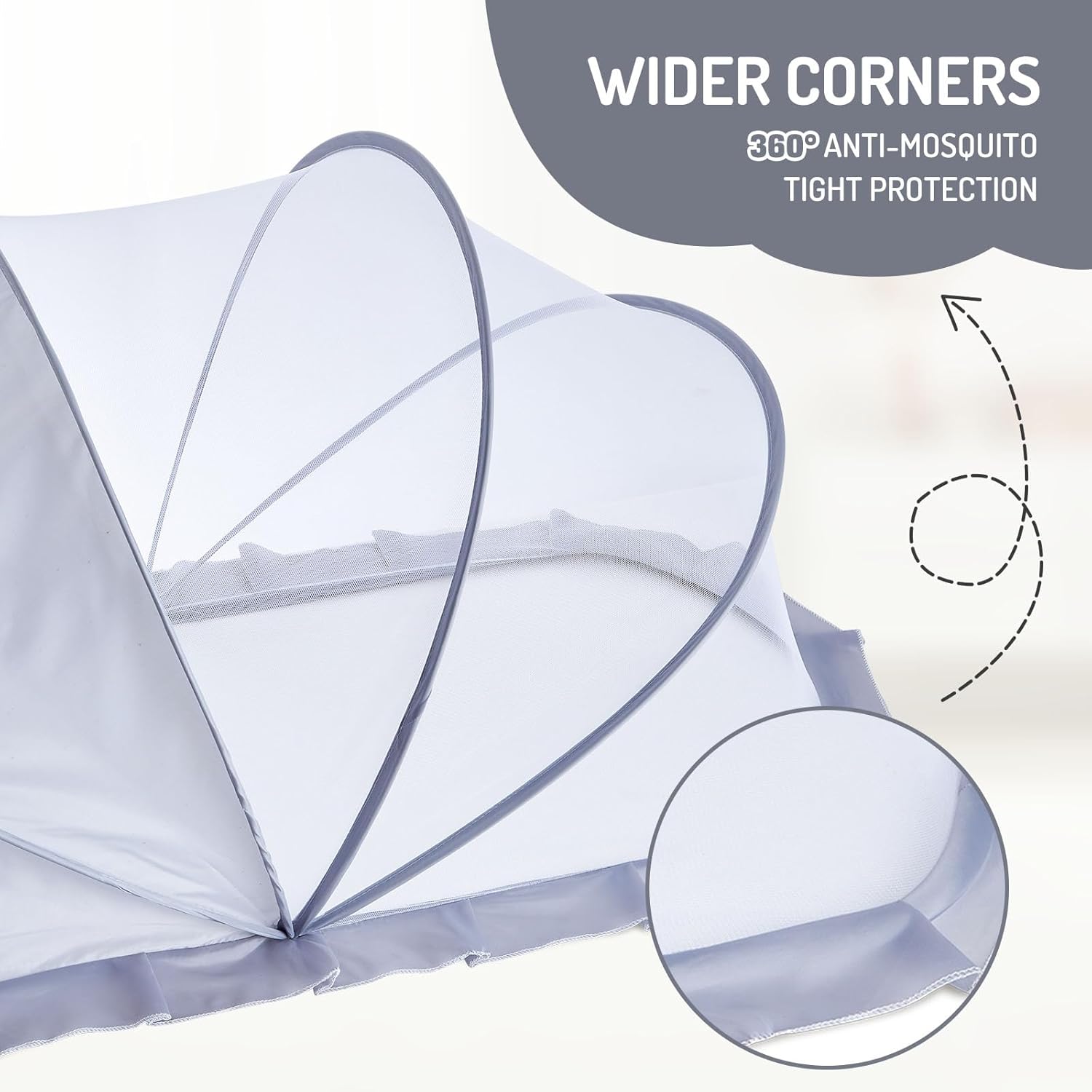 Folding Crib Net Mosquito Net for Baby – Kids Mosquito Netting Mesh Crib Canopy, Crib Blackout Cover with Shade Cover for Toddler Sleeping Outdoors, Travel Portable Baby Bed Tent, Grey, 36x22inch
