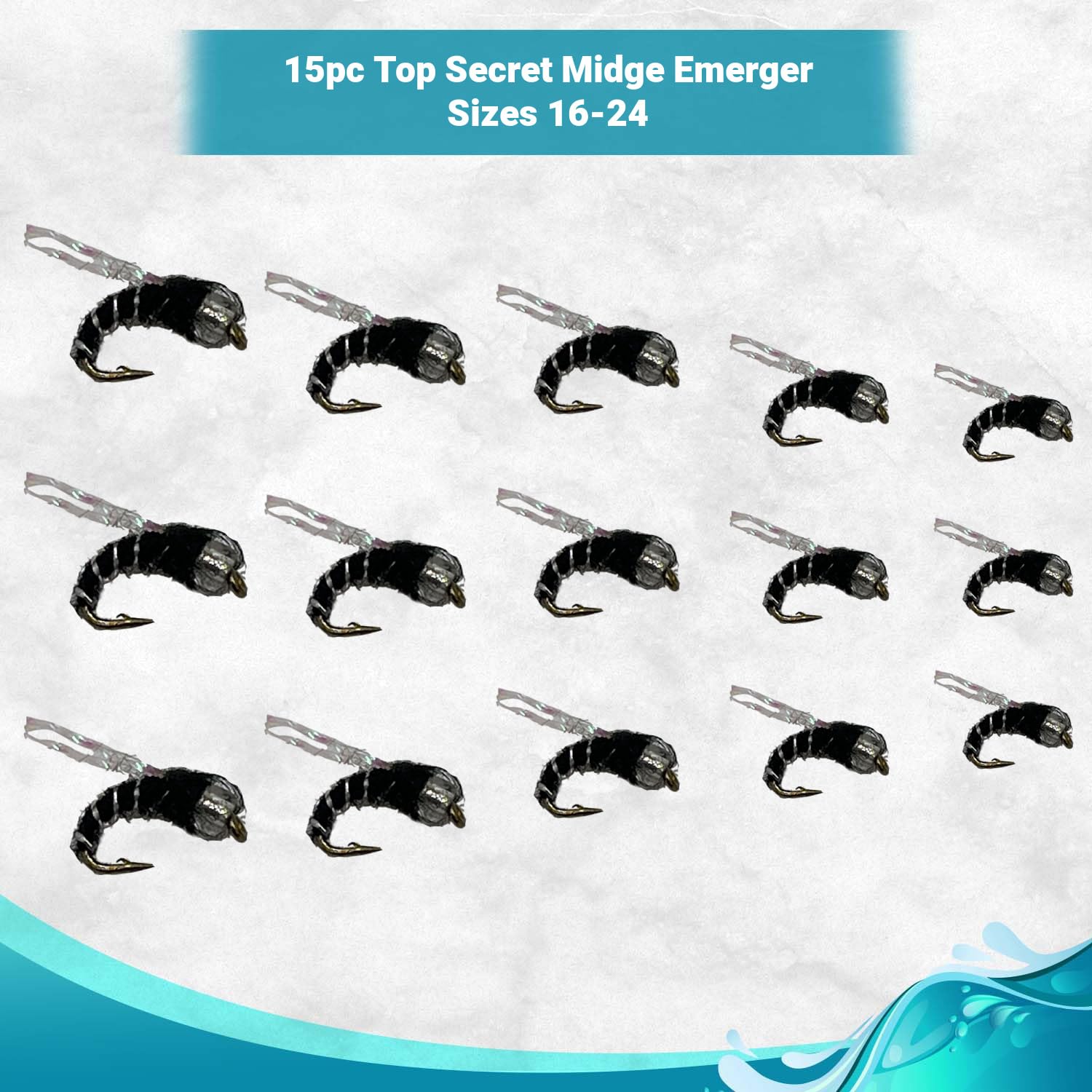 Feeder Creek Fly Fishing Flies | Top Secret Midge Emerger Fly Fishing Assortment | 15pc Trout Flies | 5 Size Assortment Sizes 16-24 | Fly Fishing Lures | Bass Flies and Wet Flies