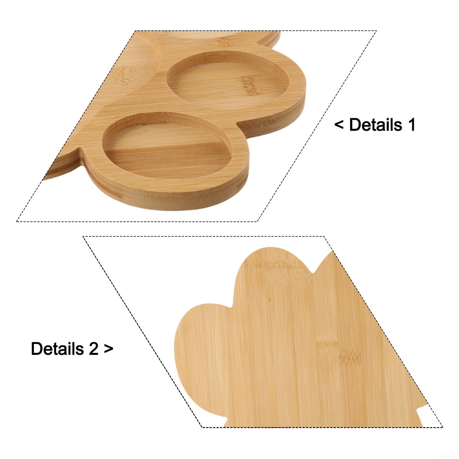 QOXEZY Vassoio da portata in legno naturale a forma di zampa di cane, con 5 scomparti, per organizzare snack, formaggio, frutta, dessert (4)