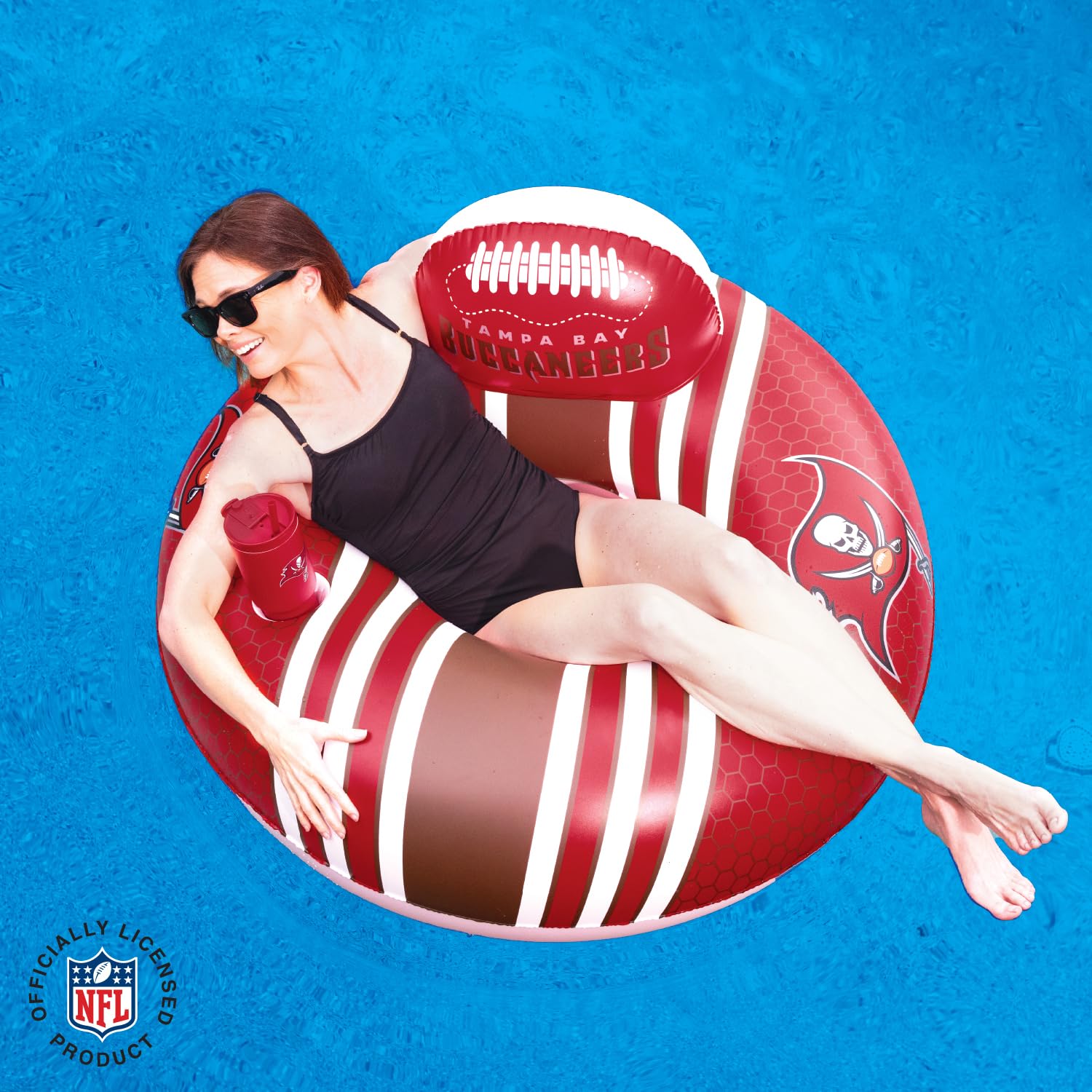 BigMouth Tampa Bay Buccaneers 42” Inflatable Pool Floats Officially Licensed NFL Fan Gear Merchandise Back Support Inner Tube for Adults and Teens