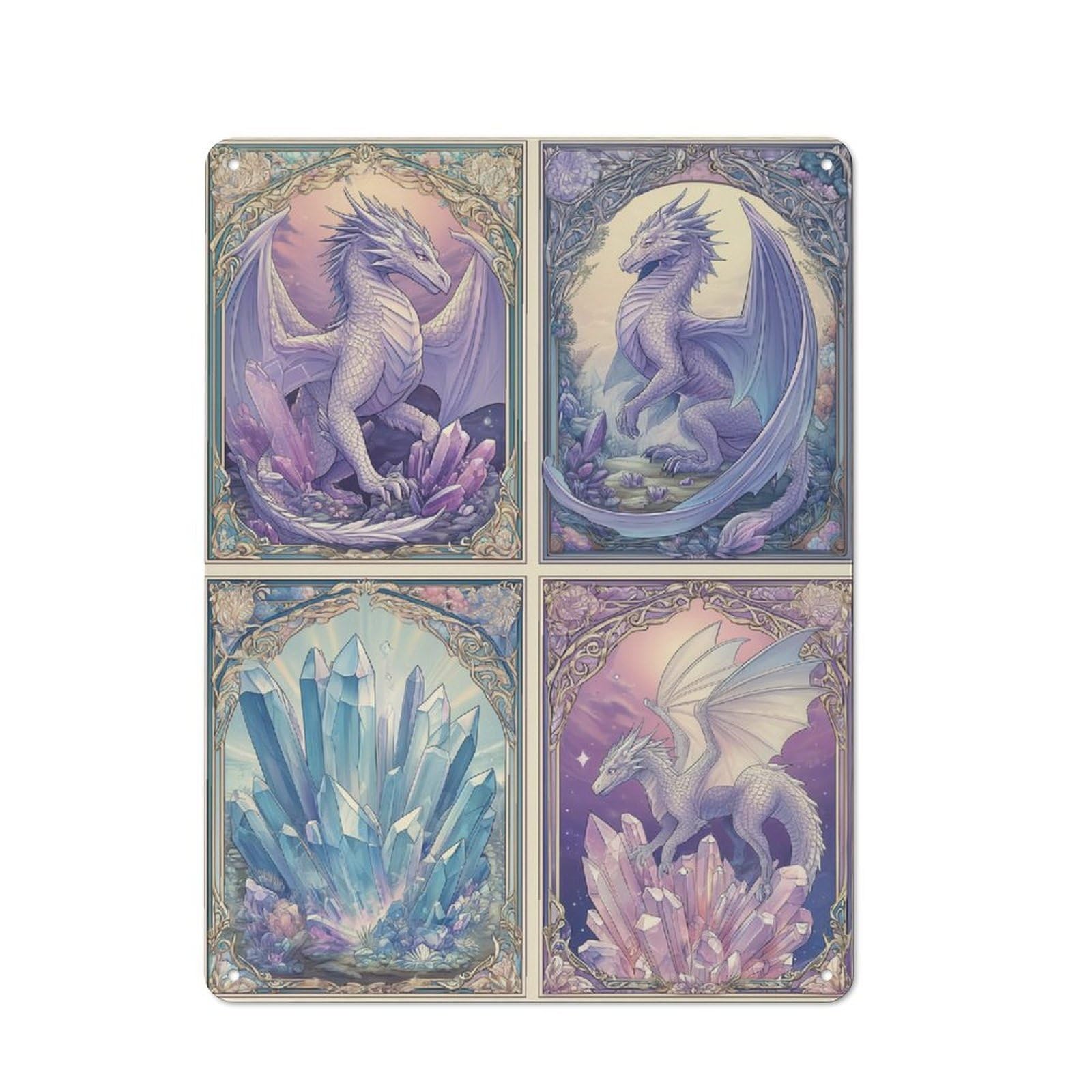 Junmoney Dragon & Crystal Artistry Rustic Tin Wall Plaque 40X30cm For Studio Or Craft Room, For Garage, Workshop And Man Cave Decoration