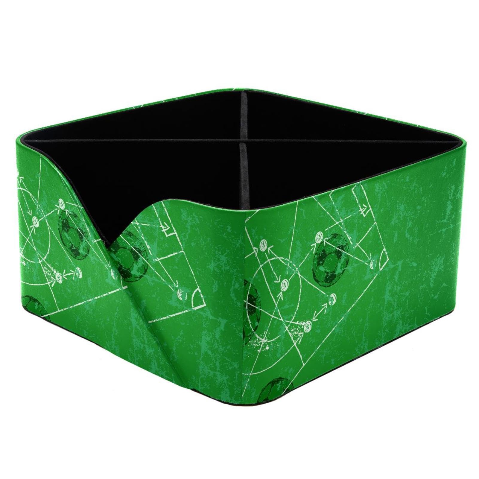 KengjuTesu Soccer Football Green Playground Desktop Organizer Pen Holder, Rectangular Pencil Cup for Office, Study and Makeup Stations