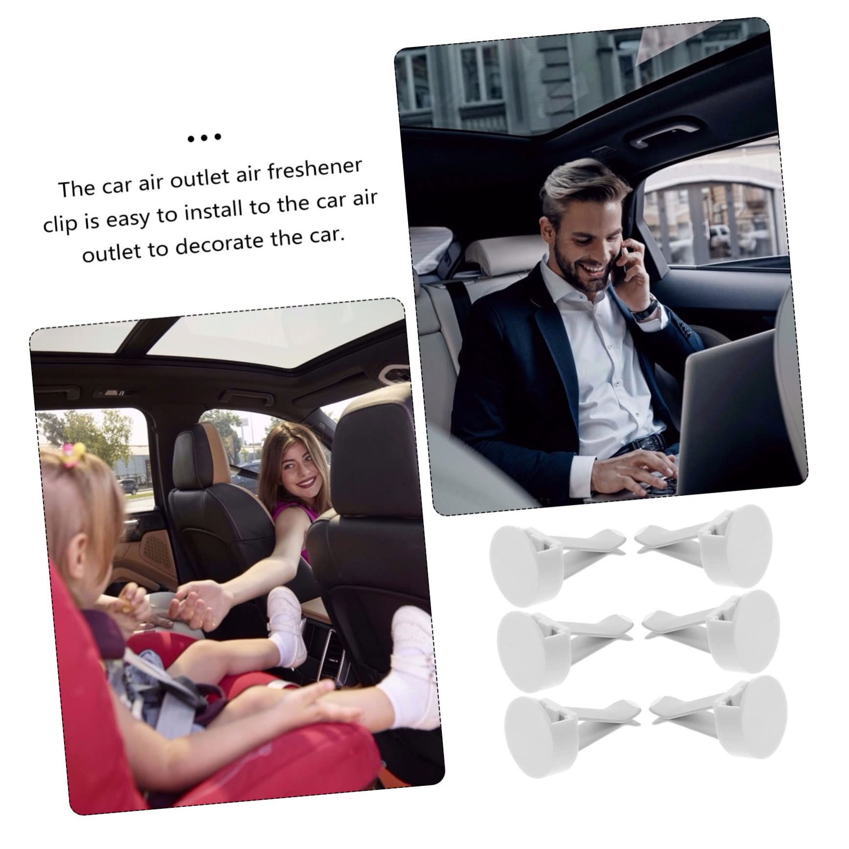 Ciieeo Ganci per Auto in Metallo e Plastico, Clip per Bocchette di Ventilazione Auto Bianco, Facile Installazione e Lavorazione Affidabile per Decorare e Profumare L'auto