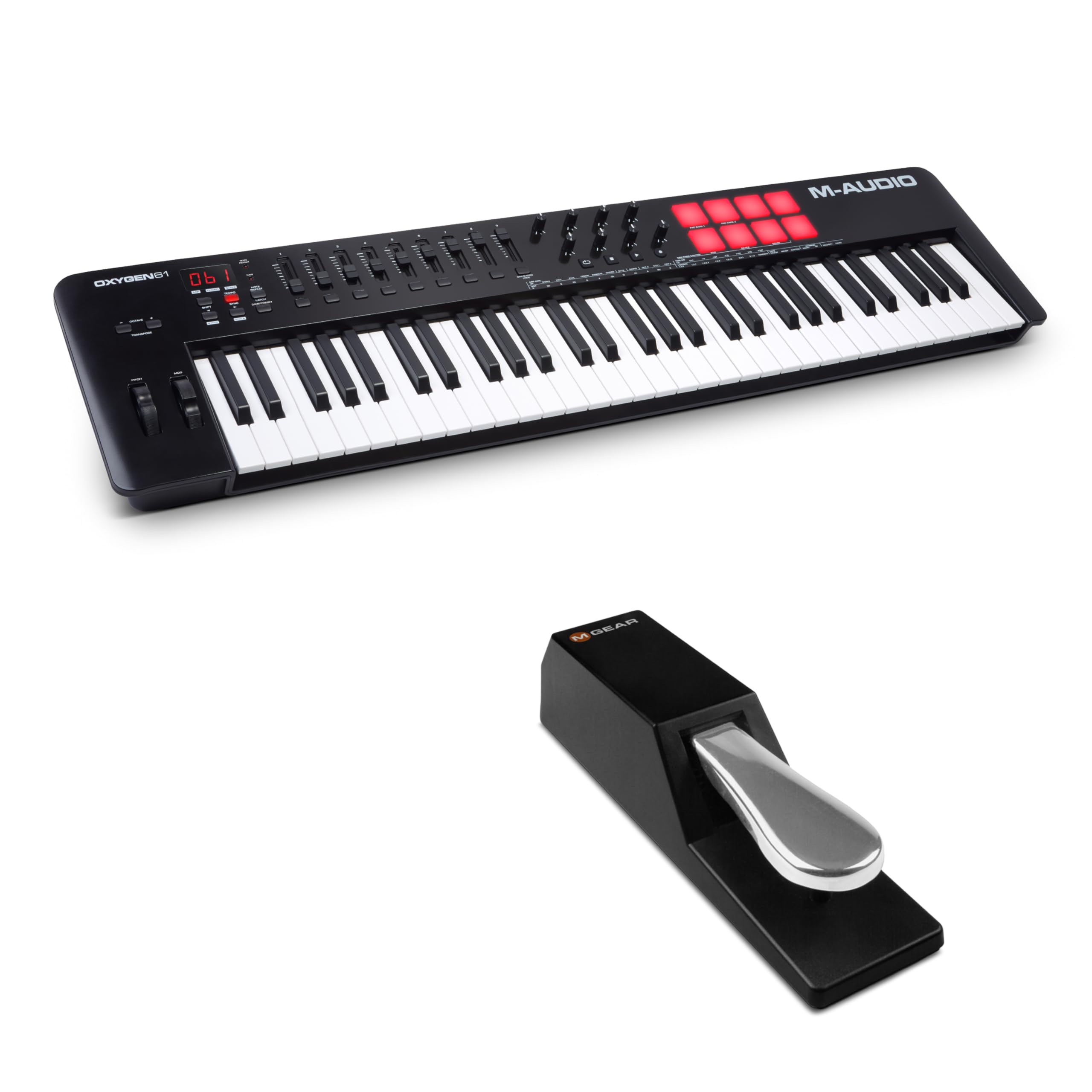 M-AUDIO Pack Contrôleur MIDI Oxygen 61 MKV avec Pédale de Sustain M-AUDIO SP-2 pour Enregistrement Studio, Production Musicale, Podcasting, Streaming
