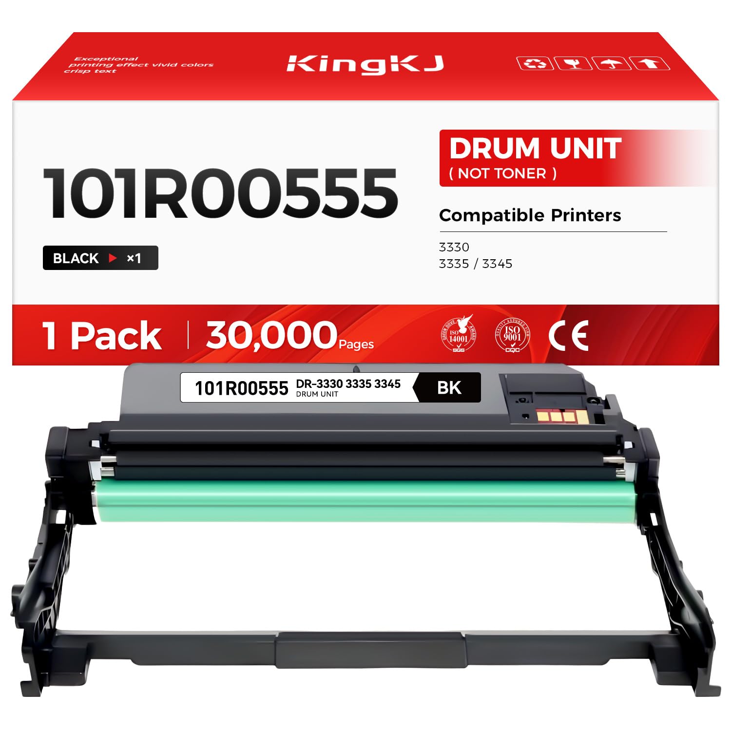 101R00555 Drum Unit (Not Toner) WorkCentre 3335 3345 Phaser 3330 Image-Drum High Capacity Black 1-Pack Replacement Compatible for Xerox WorkCentre 3335 3345 Phaser 3330 Laser Printer All-in-One Copier