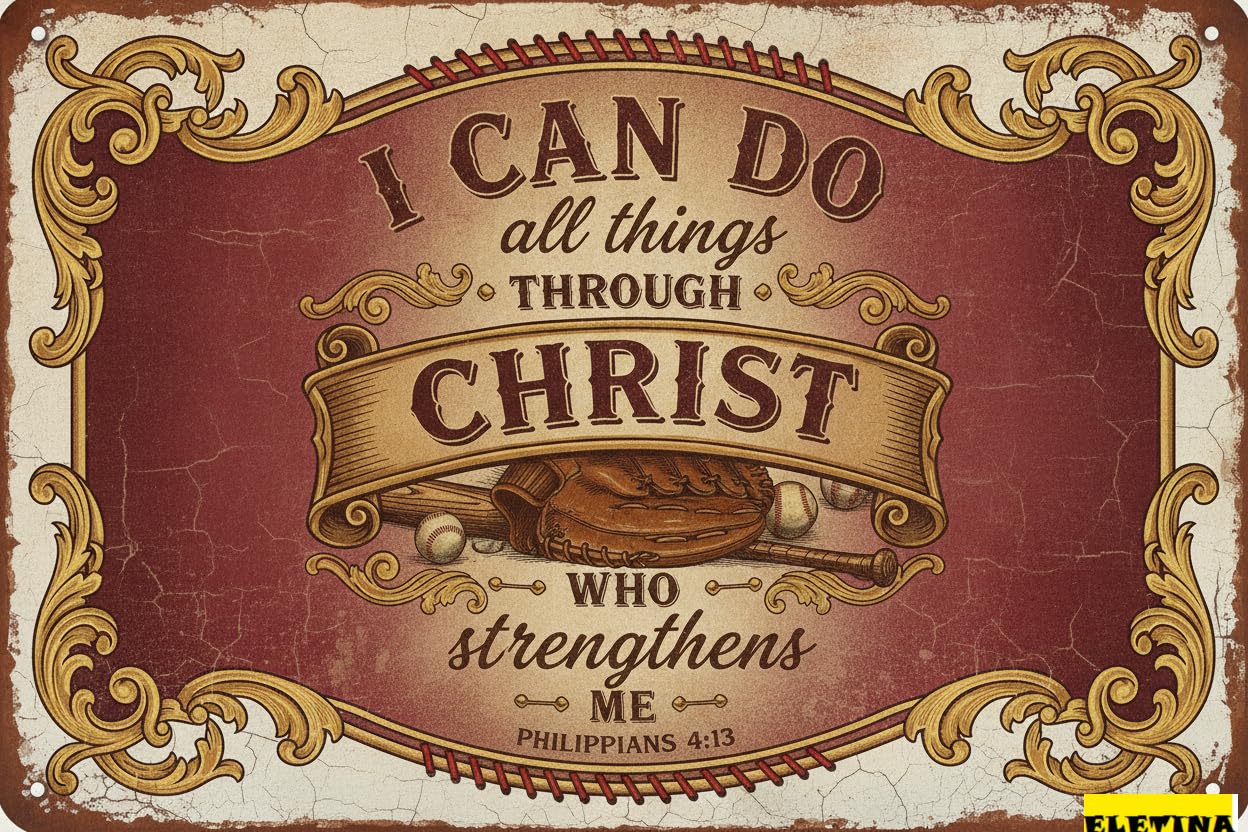 Personalized Sign for Man Cave Baseball Vintage Bible Metal Tin Inspirational Rustic 8x12 Inch Wall Decor Bedroom Outdoor Sport Boys Gift Private Property Decorative