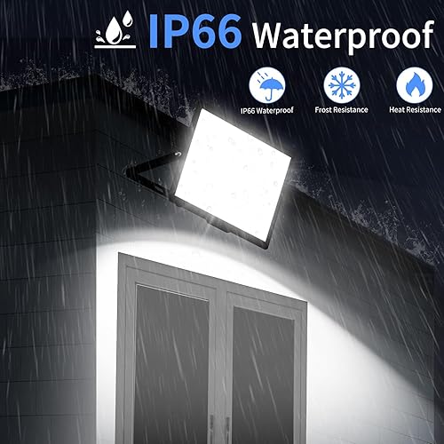 Miniatura 5 de Luz de inundación LED de 200 W para exteriores con enchufe+cable de 10 pies, luces de seguridad superbrillantes de 24000 lúmenes, luz de trabajo LED