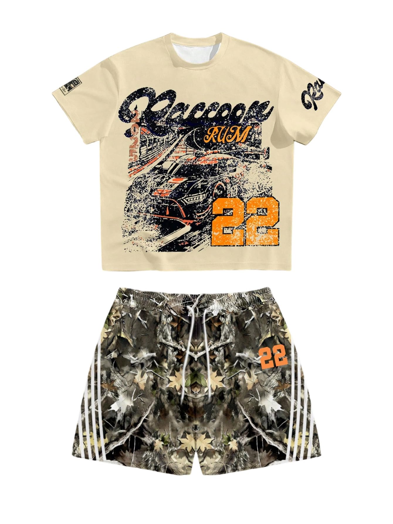 �️RoseSeek Men's Two Piece Workout Sets Letter Graphic Tees and Camo Shorts — deal on Shopping With Noya