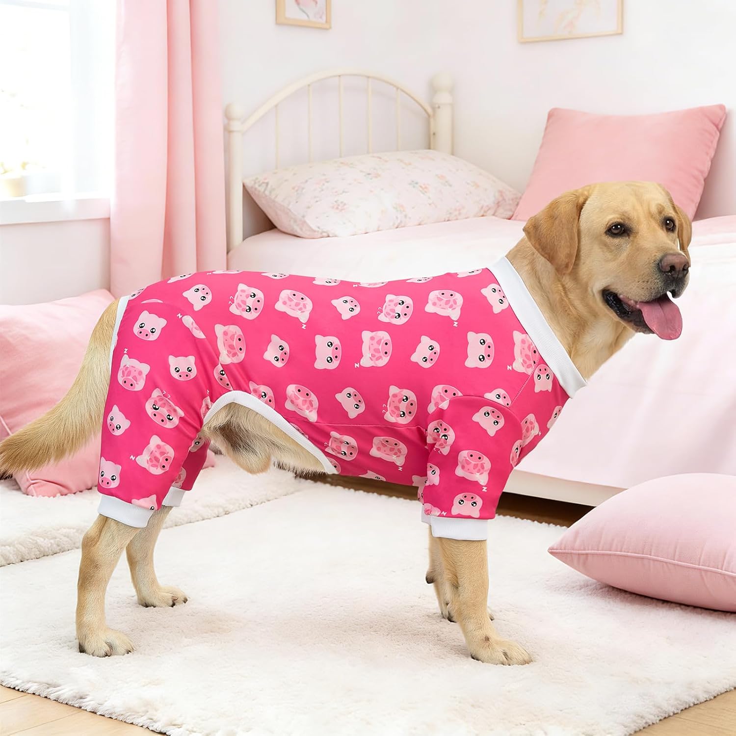 XPUDAC 4 Pieces Dog Pajamas for Large Dogs Pjs Clothes Puppy Onesies for Doggie Duck Shirts Sleeper for Pet Cats Jammies-4XL