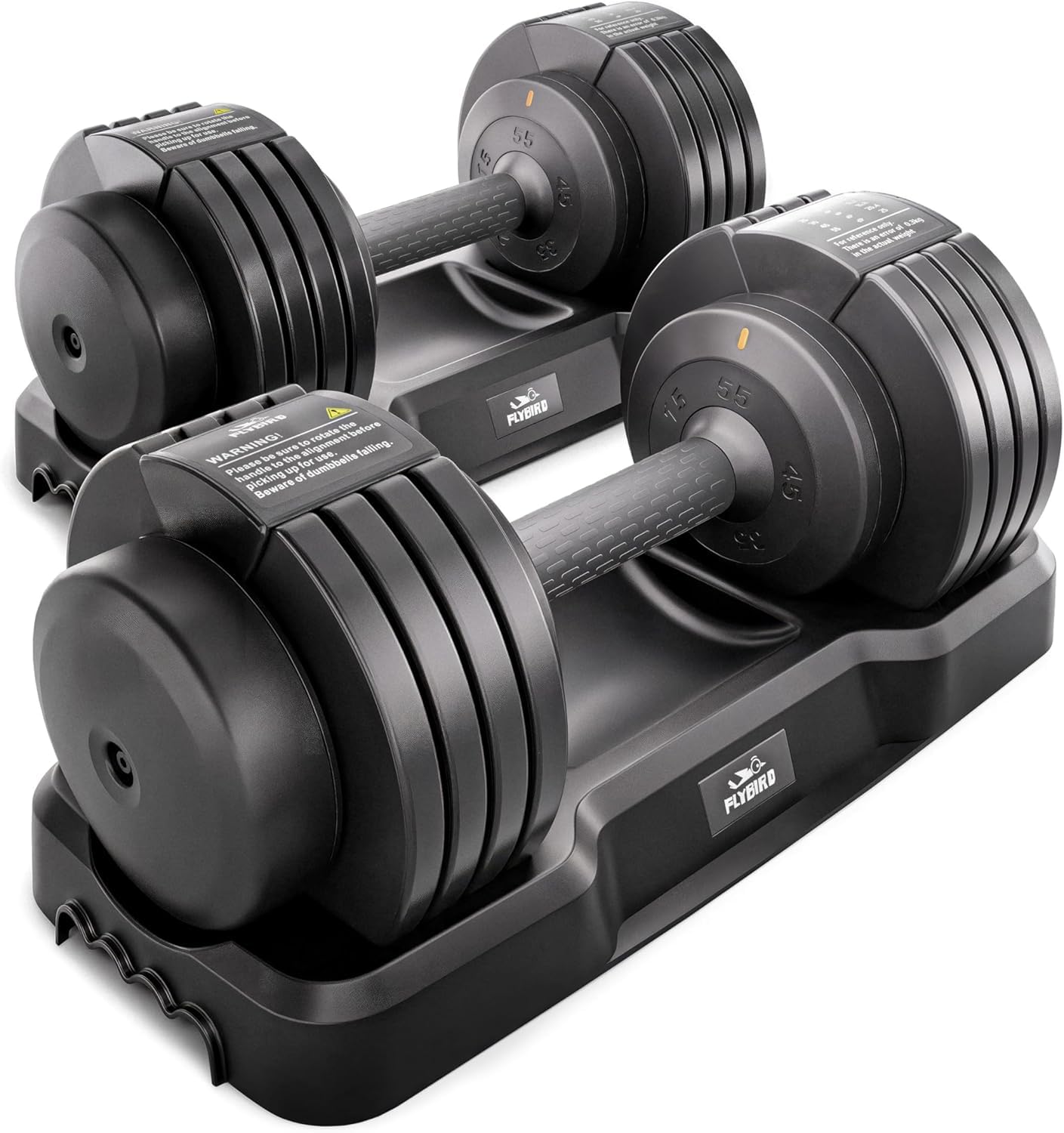 FLYBIRD Adjustable Dumbbell 55LB 110LB Single Dumbbell for Home Gym Exercise Fitness 5-IN-1 Fast Adjustable Weights with Anti-Slip