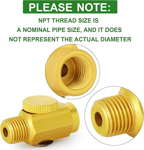 Miniatura 3 de TAISHER 5 piezas de accesorios de compresor de aire de latón, válvula reguladora de flujo de aire en línea de 14 pulgadas NPT macho x 14 pulgadas