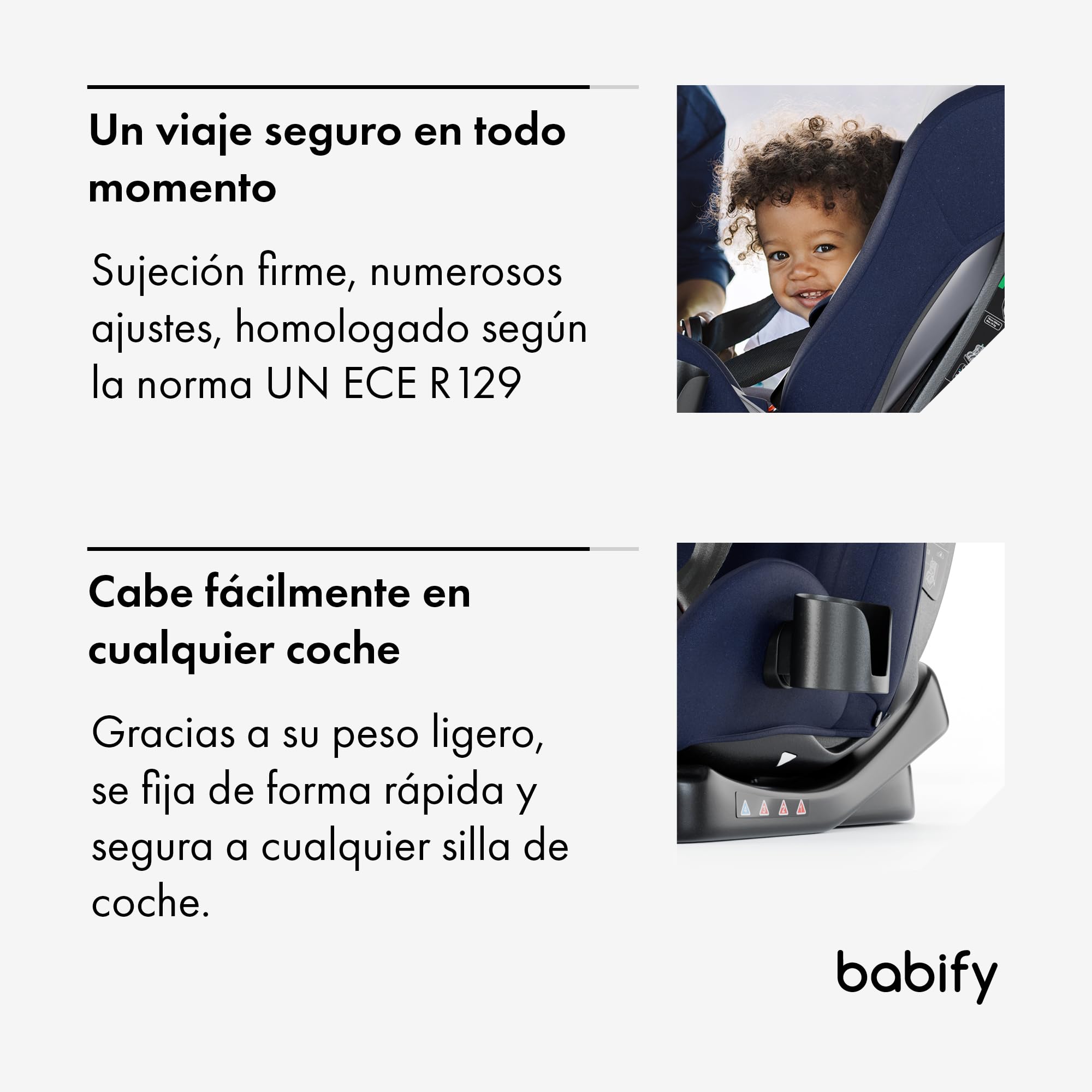 Babify Silla Coche Bebe, Sillita Coche grupo 0 1 2 3 para Niños de 40-150 cm, Asiento de Coche de Viaje Ajustable 3 en 1, Asiento de Coche Portátil Cómodo y Duradero para Bebés y Niños