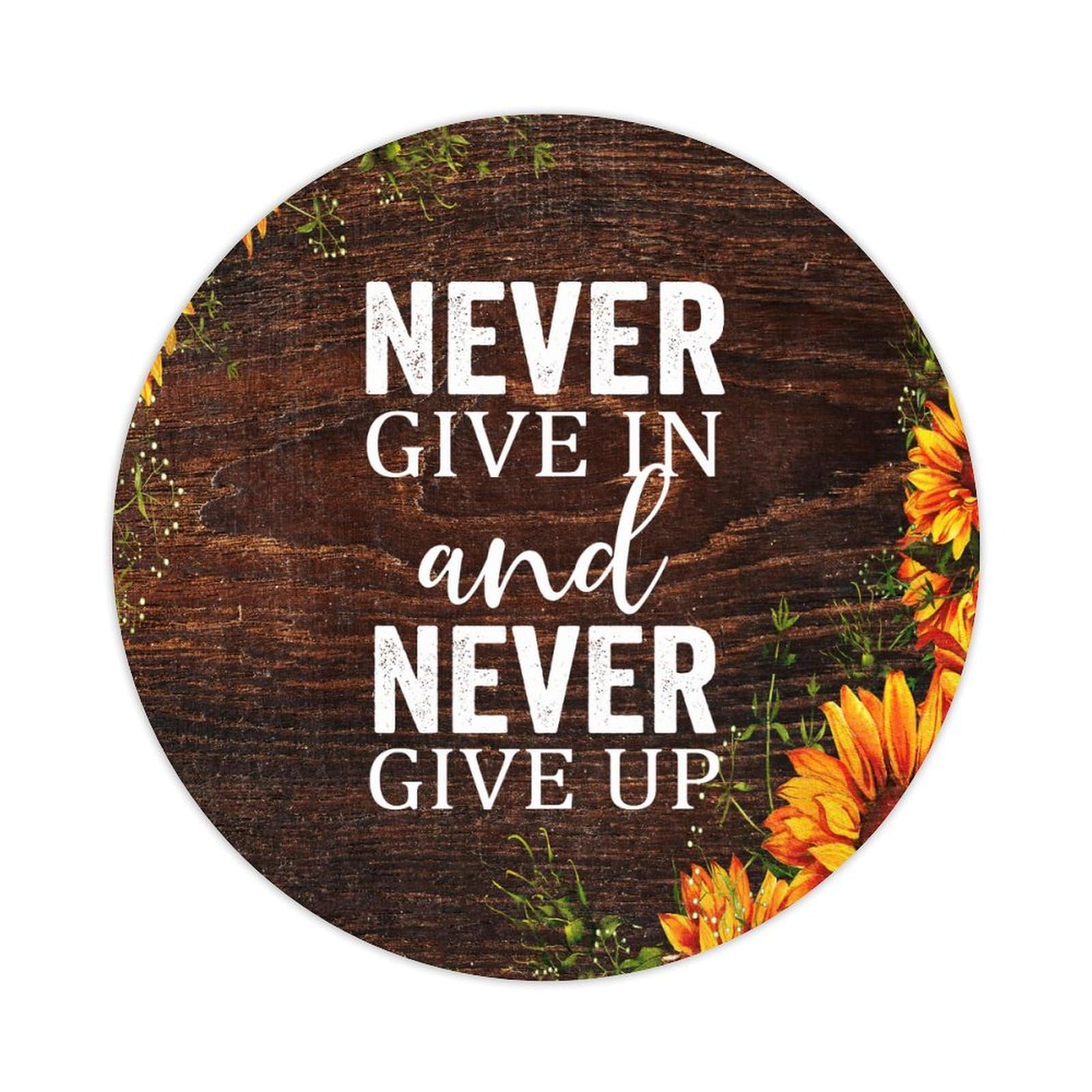 Never Give in and Never Give Up. Round Label Stickers 100pcs Bible Verse Quotes Saying Circle Decals for Water Bottle Luggages Laptop Computer Envelopes Seals Card Boxes 1.5in