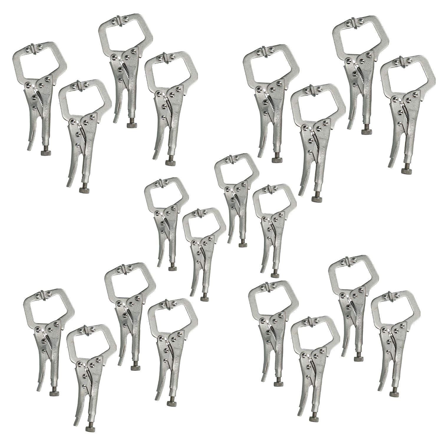Ab Tools Nickel 5” Mini Locking C Clamps Adjustable Fastener Welding Clamp Mole Grips 20 Pack