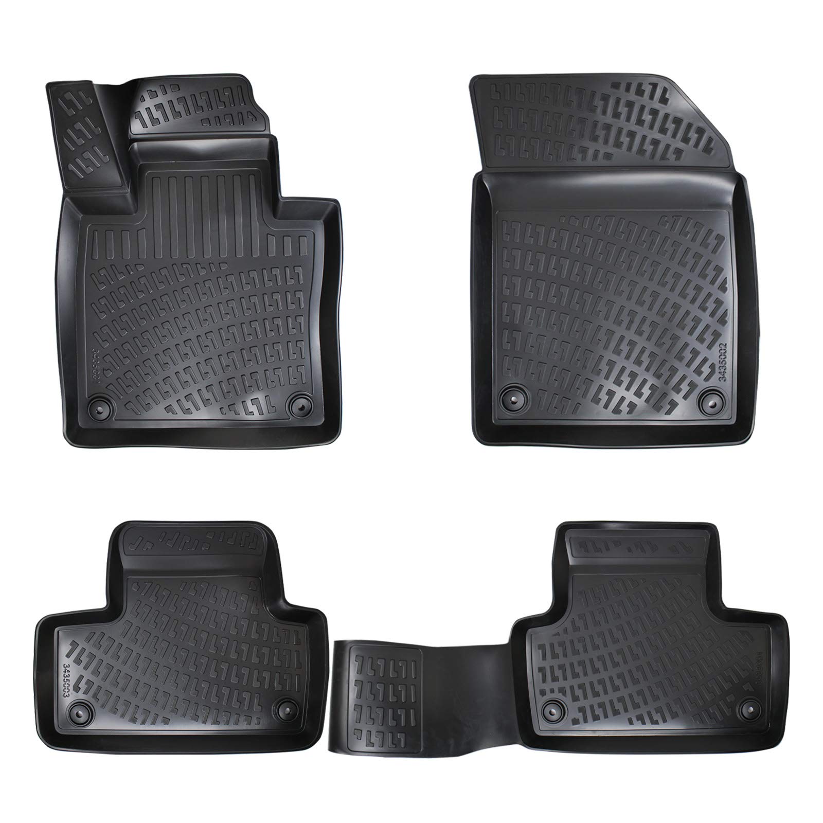 RizLiner Volvo XC60 2018-2026 Custom Fit Floor Mats Rubber 3D Car Mats Laser Measured Floor Liners All Weather Heavy Duty Waterproof Odorless Non-Slip TPE (Front & Rear, Black)