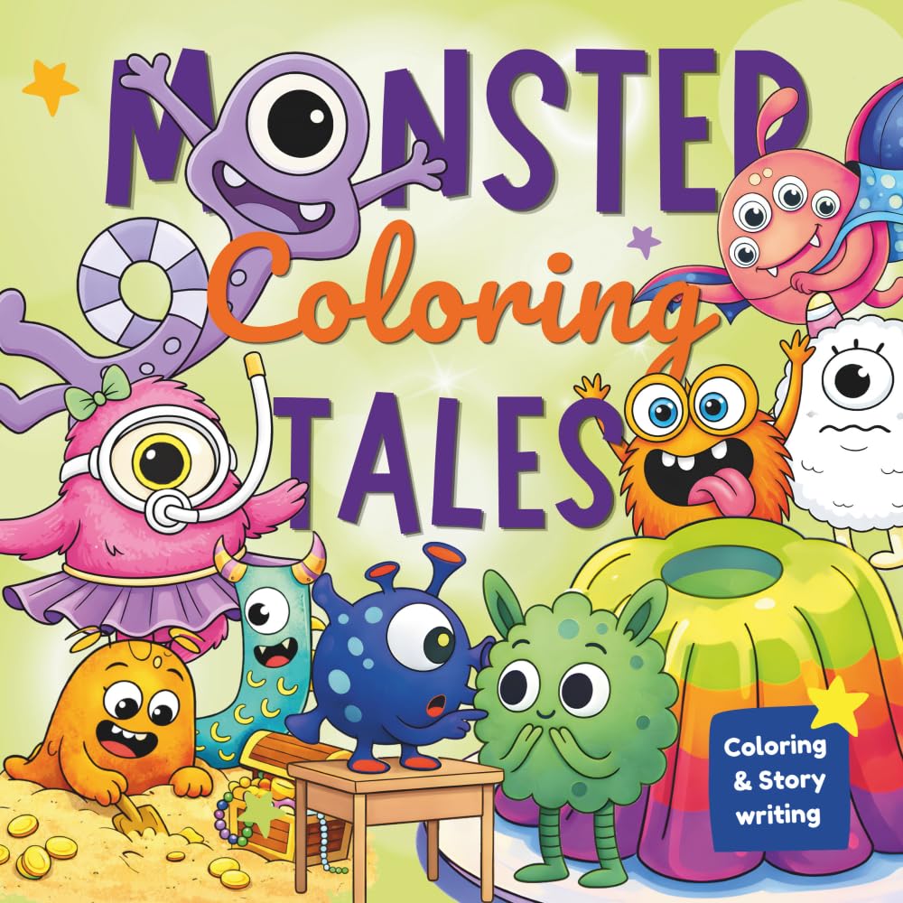 Monster Coloring Tales: Monster Coloring & Story Writing Book for Kids
