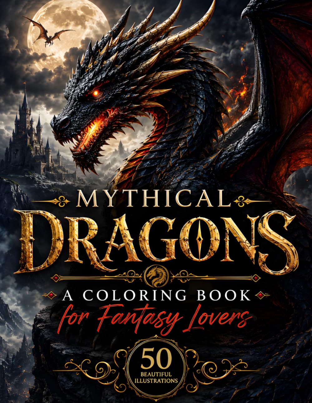 Mythical Dragons: A Coloring Book for Fantasy Lovers: 50 Epic Dragon Illustrations for Relaxation and Creative Coloring